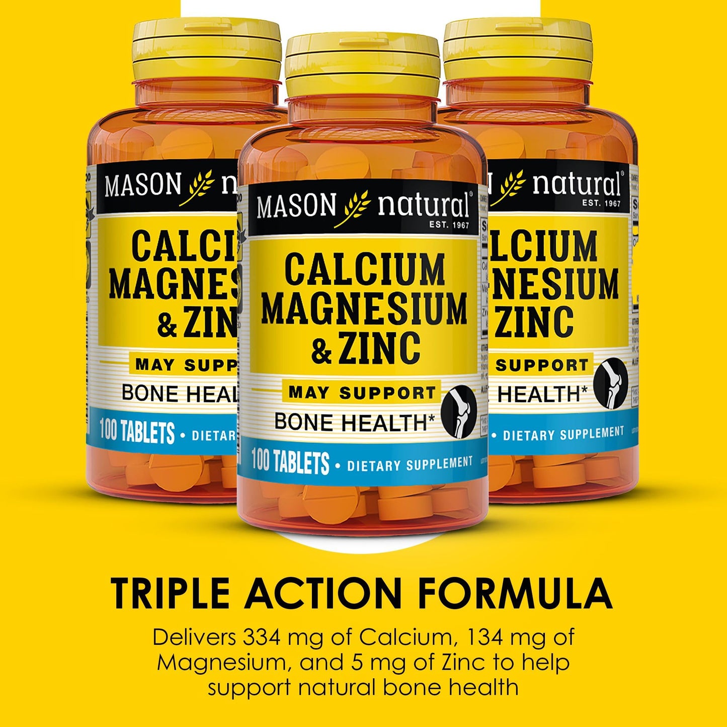 Mason Natural Calcium Magnesium & Zinc Tablet, 300 Tablets