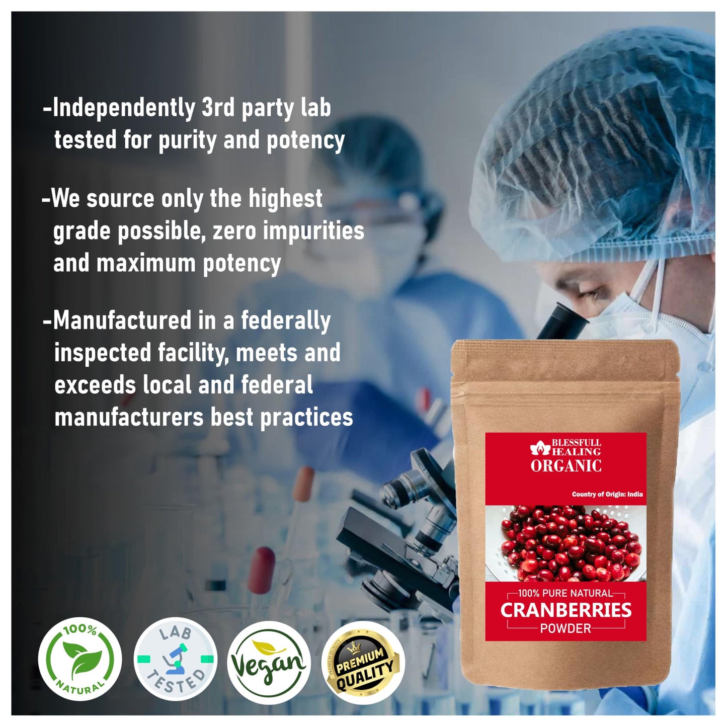 Blessfull Healing Organic Cranberries Powder 100 Gram