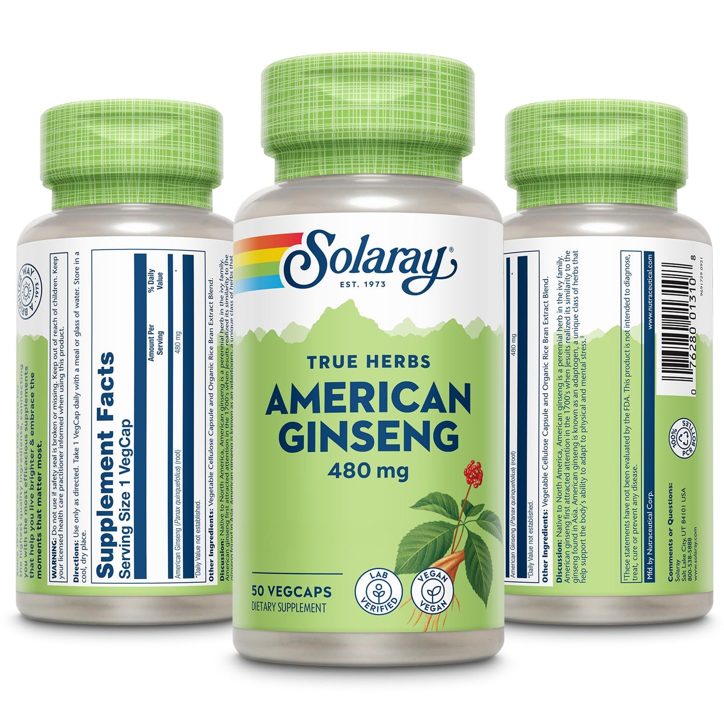 Solaray American Ginseng 480 mg Capsules, 50 Count