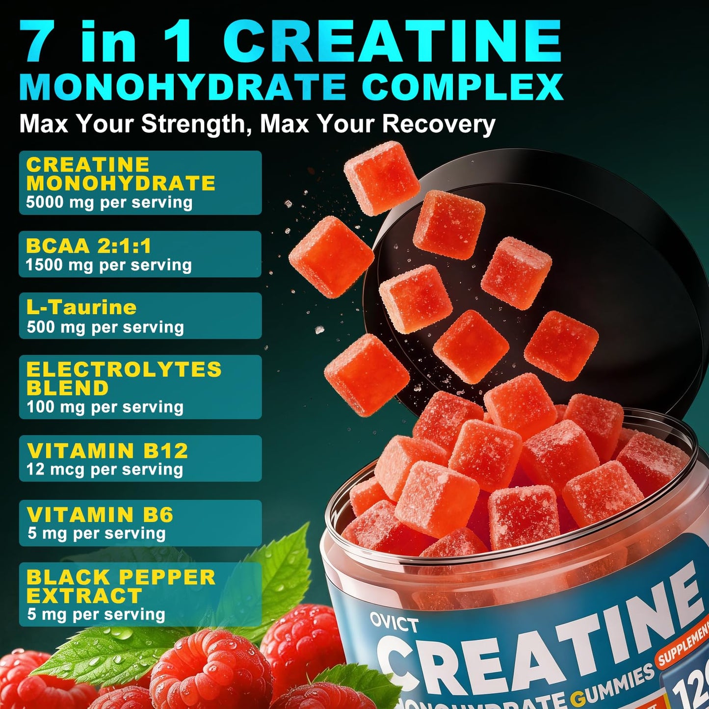 OVICT Creatine Monohydrate Gummies 120 Gummies