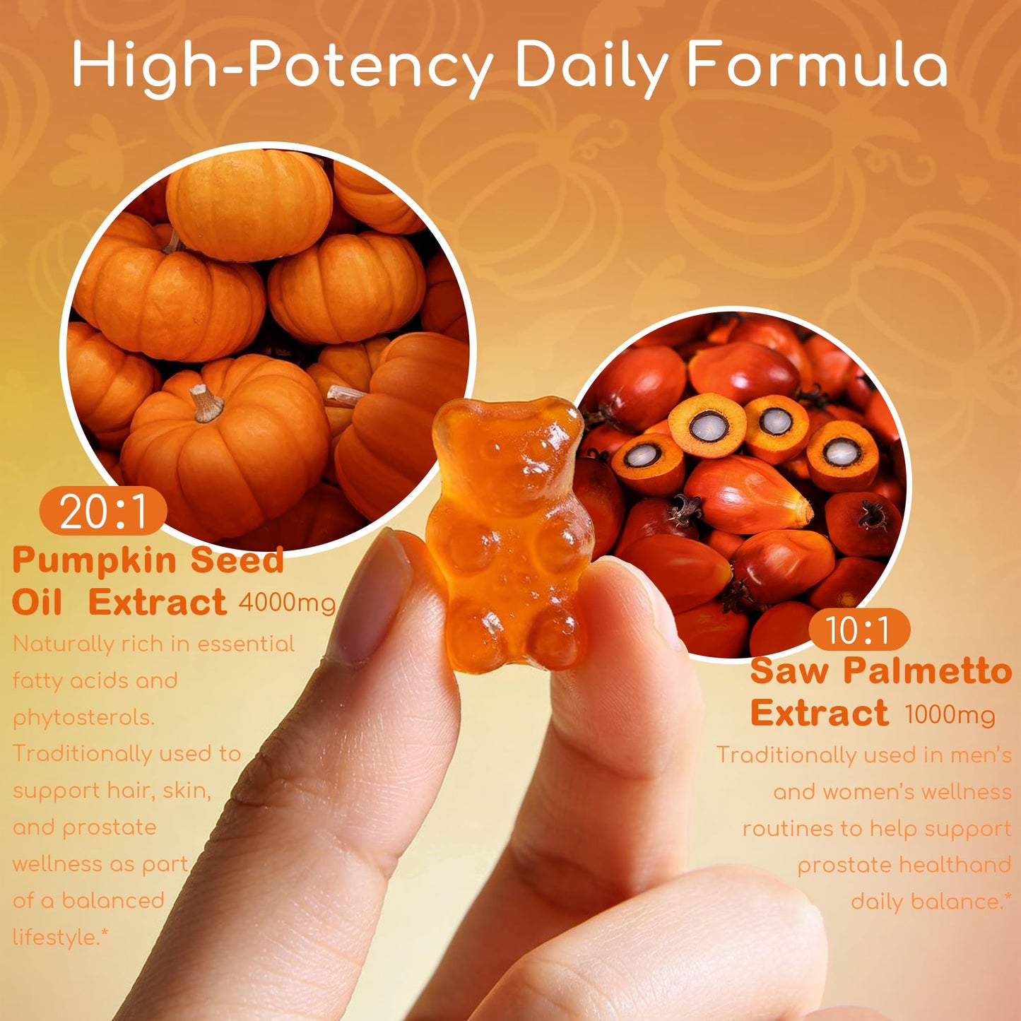 VerdiGusto Pumpkin Seed Oil Gummies with Saw Palmetto, 120 Count