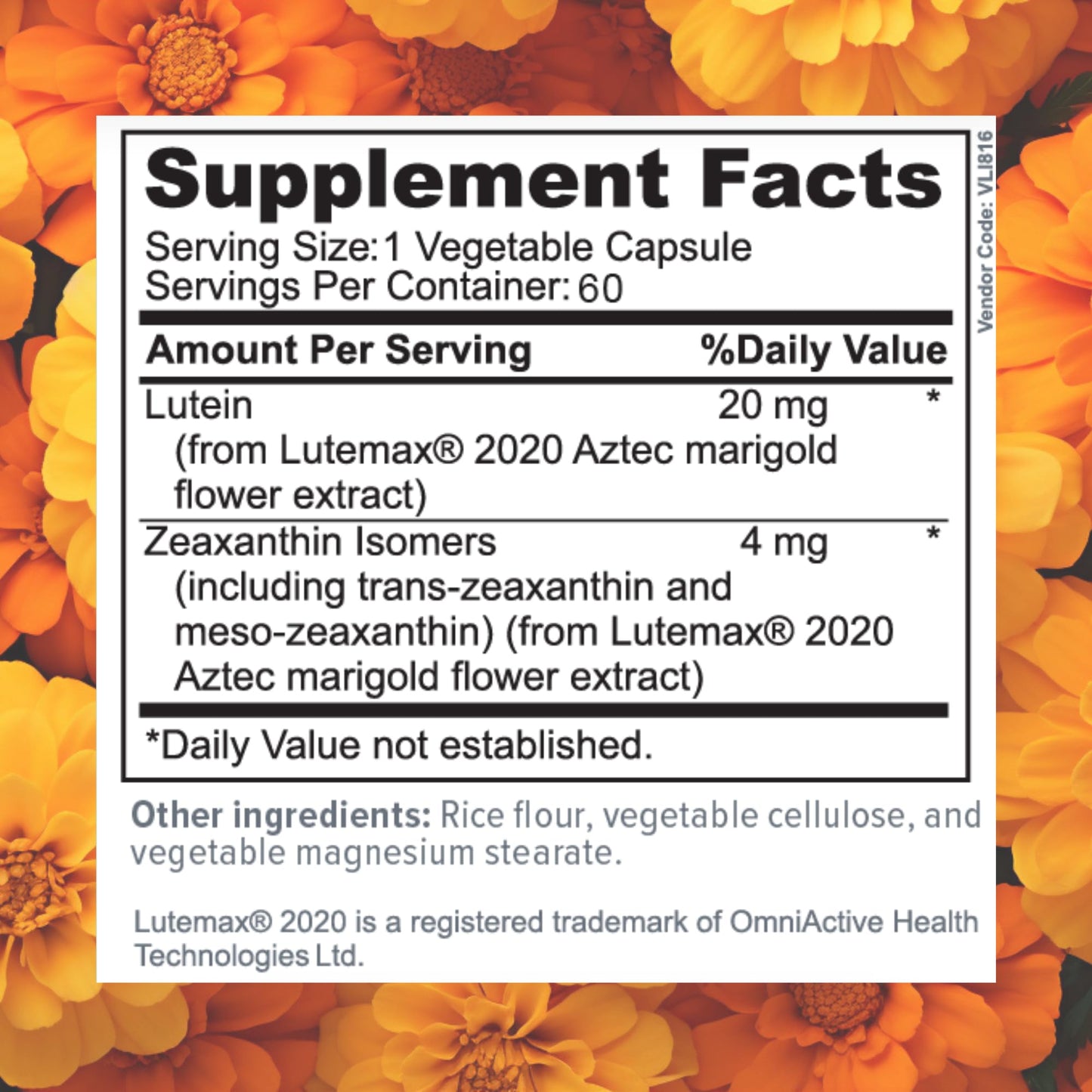 Focus Vision Supplements Lutein for Eyes with Meso-Zeaxanthin Capsule 60 Count