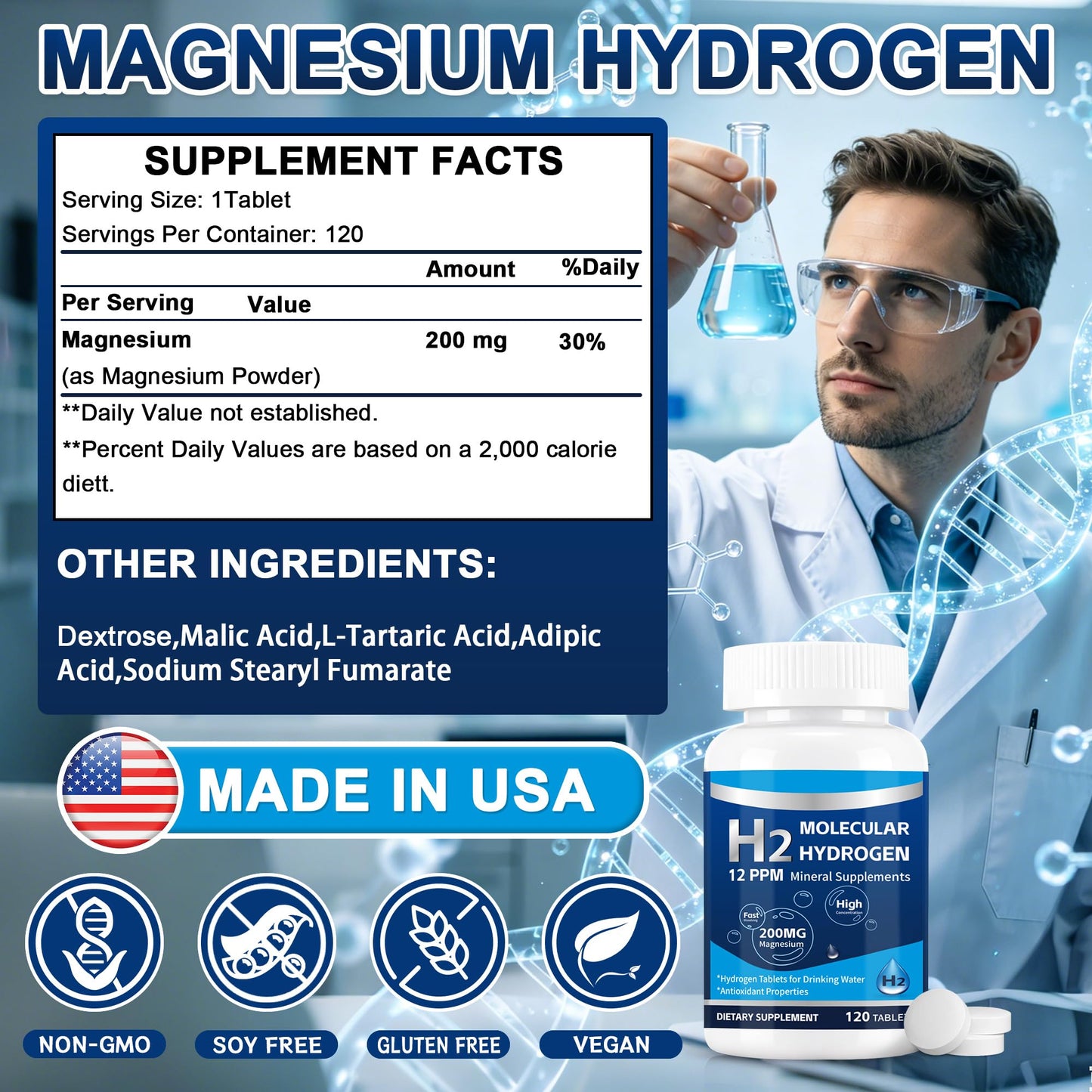 Crobirware Hydrogen Tablets for Drinking Water, 120 Tablets