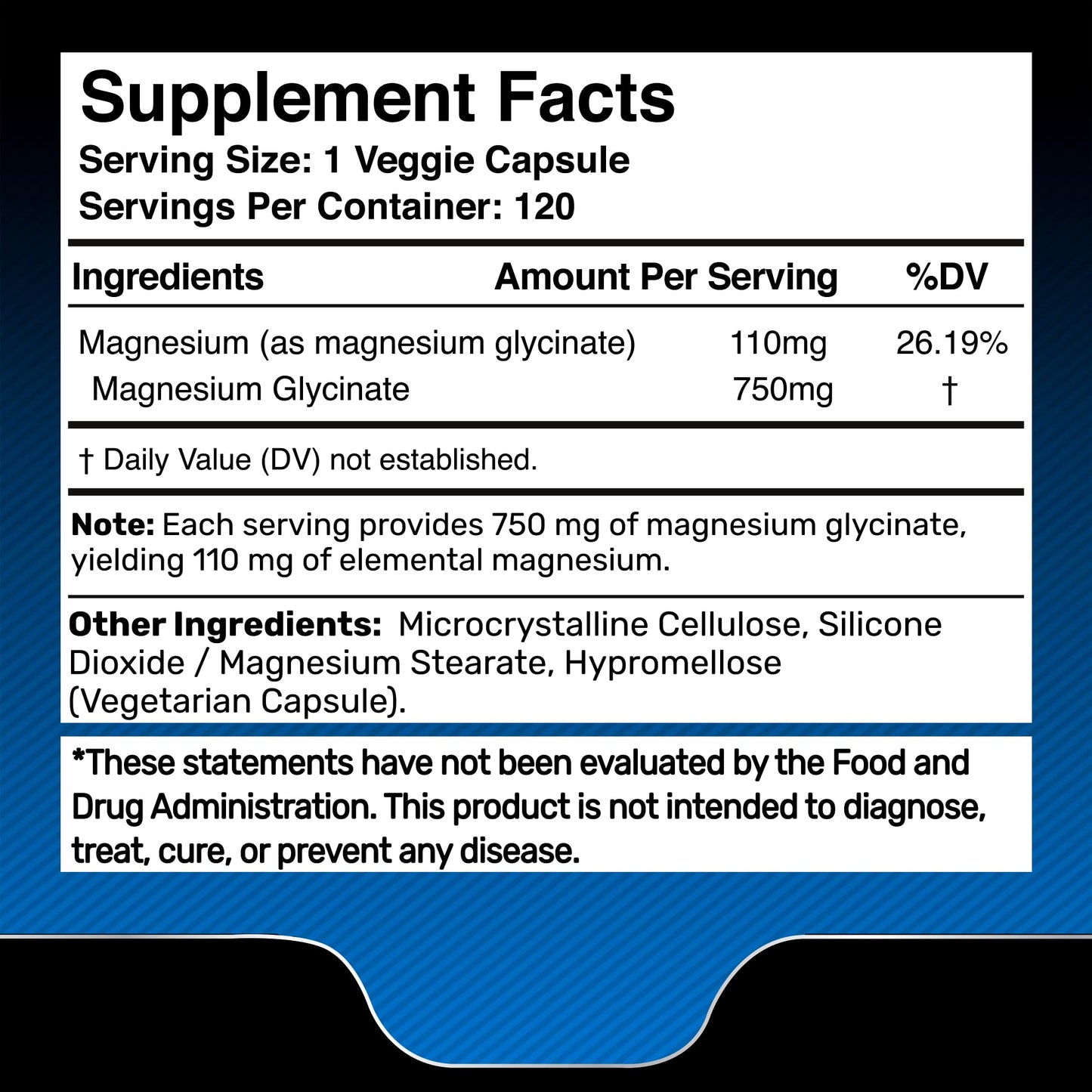 WELLNESS LABSRX Magnesium Glycinate 750mg Capsule, 120 Count