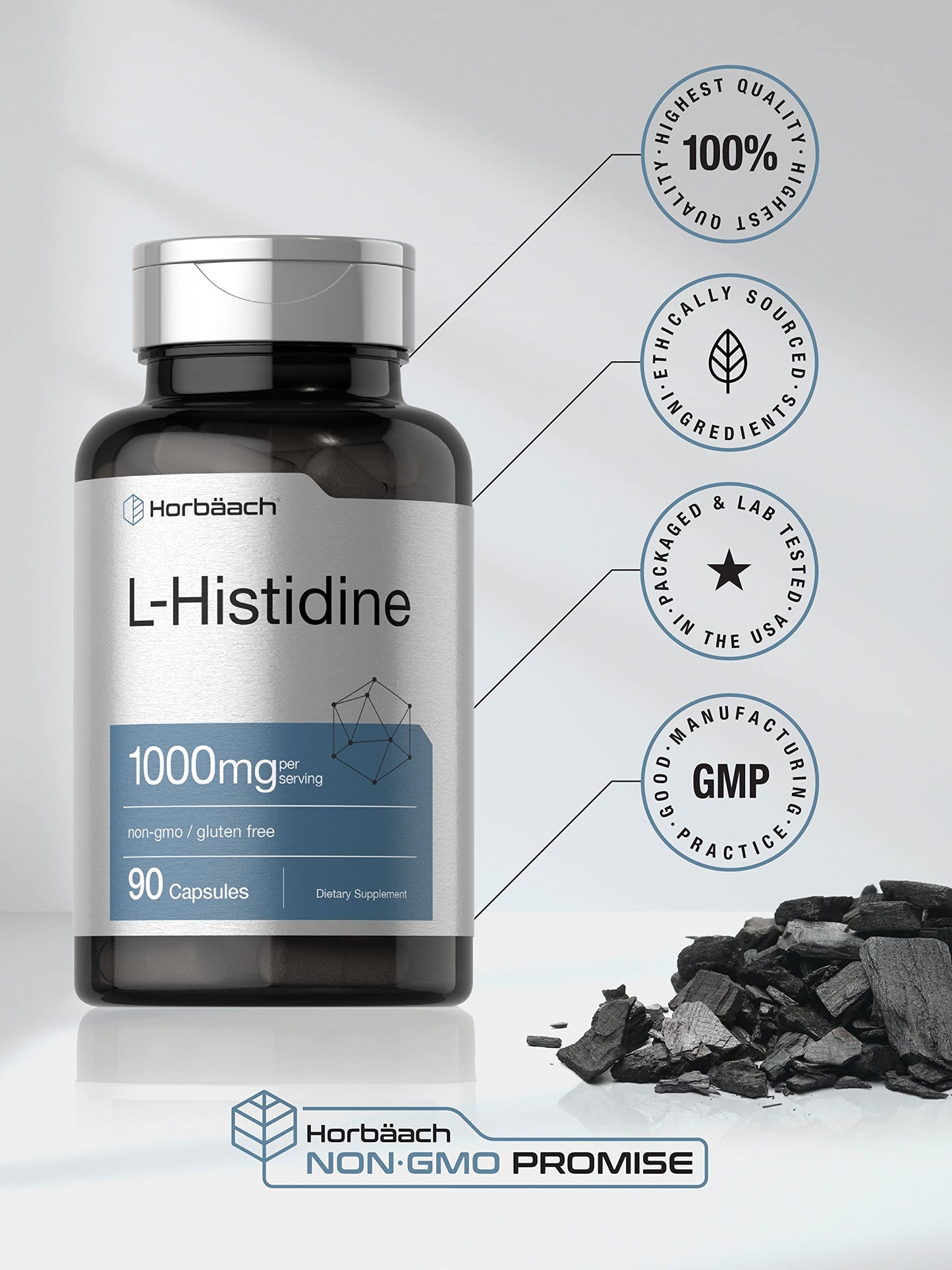 Horbäach L-Histidine 1000mg Capsules 90 Count