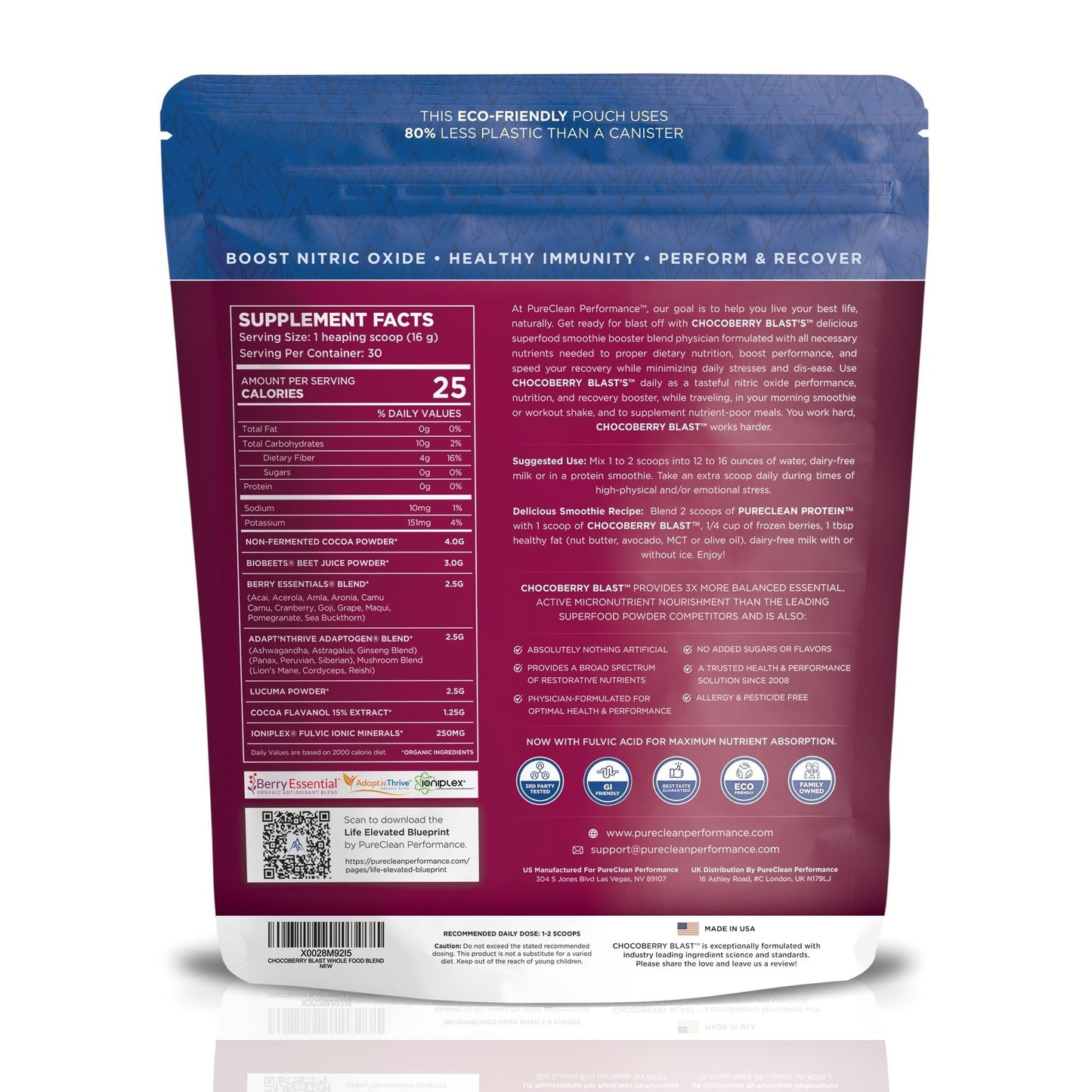 PureClean Performance ChocoBerry Blast Superfood Powder, 15.9 oz