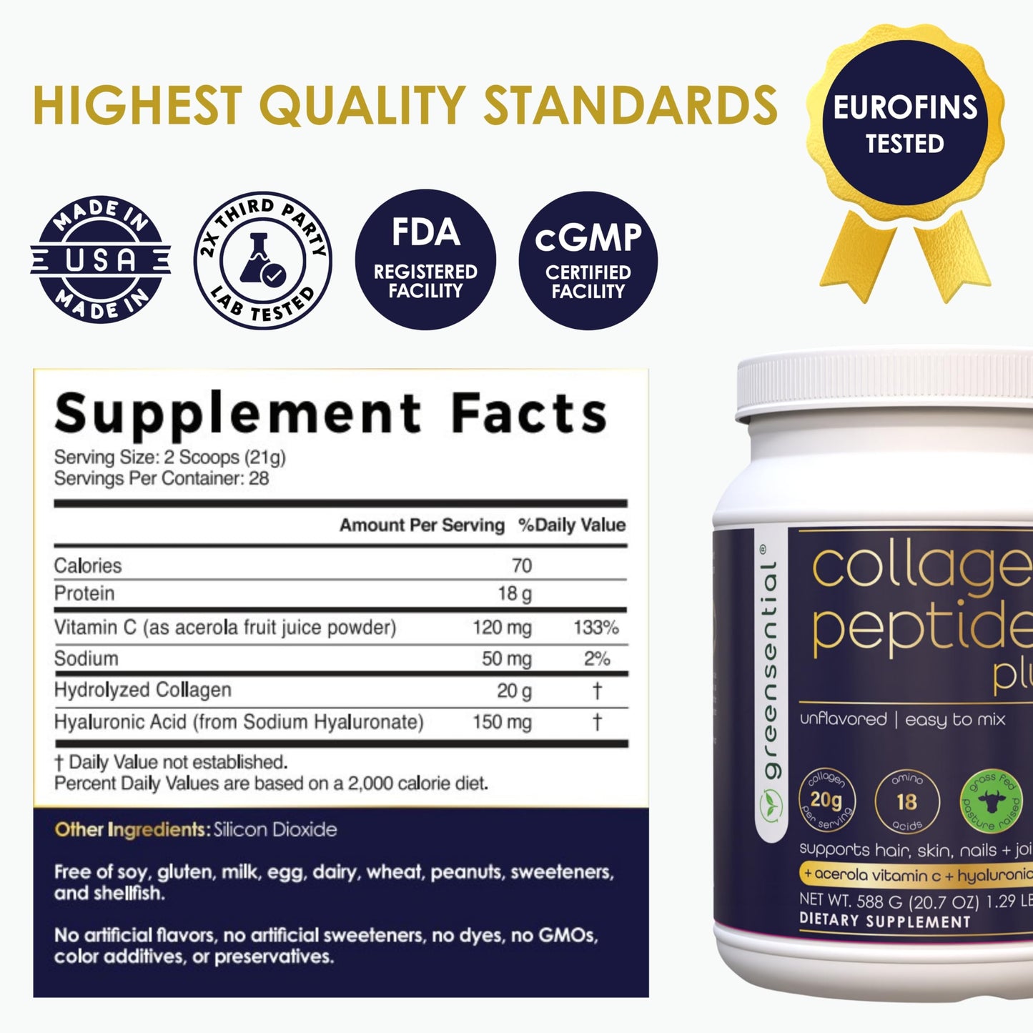 Greensential Collagen Peptides Plus Powder 20.7 oz