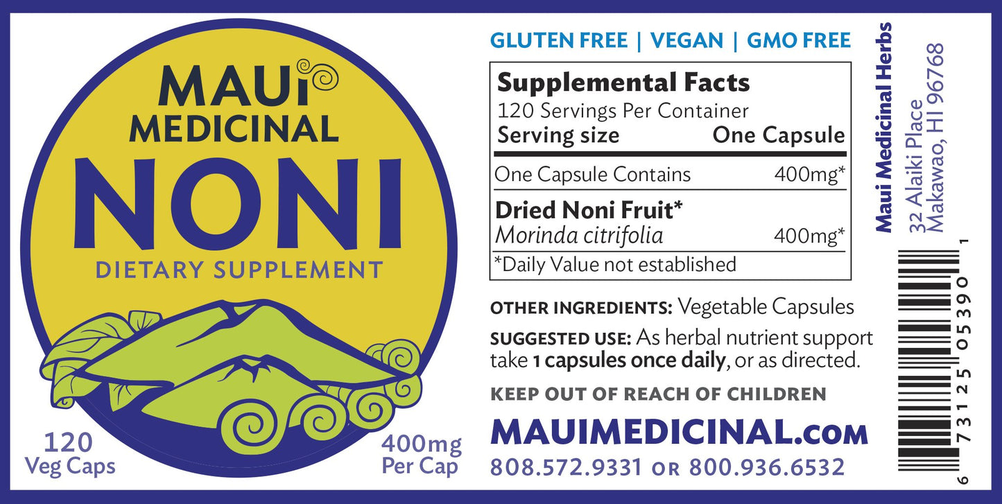 Maui Medicinal Herbs Noni 120 Veggie Capsules
