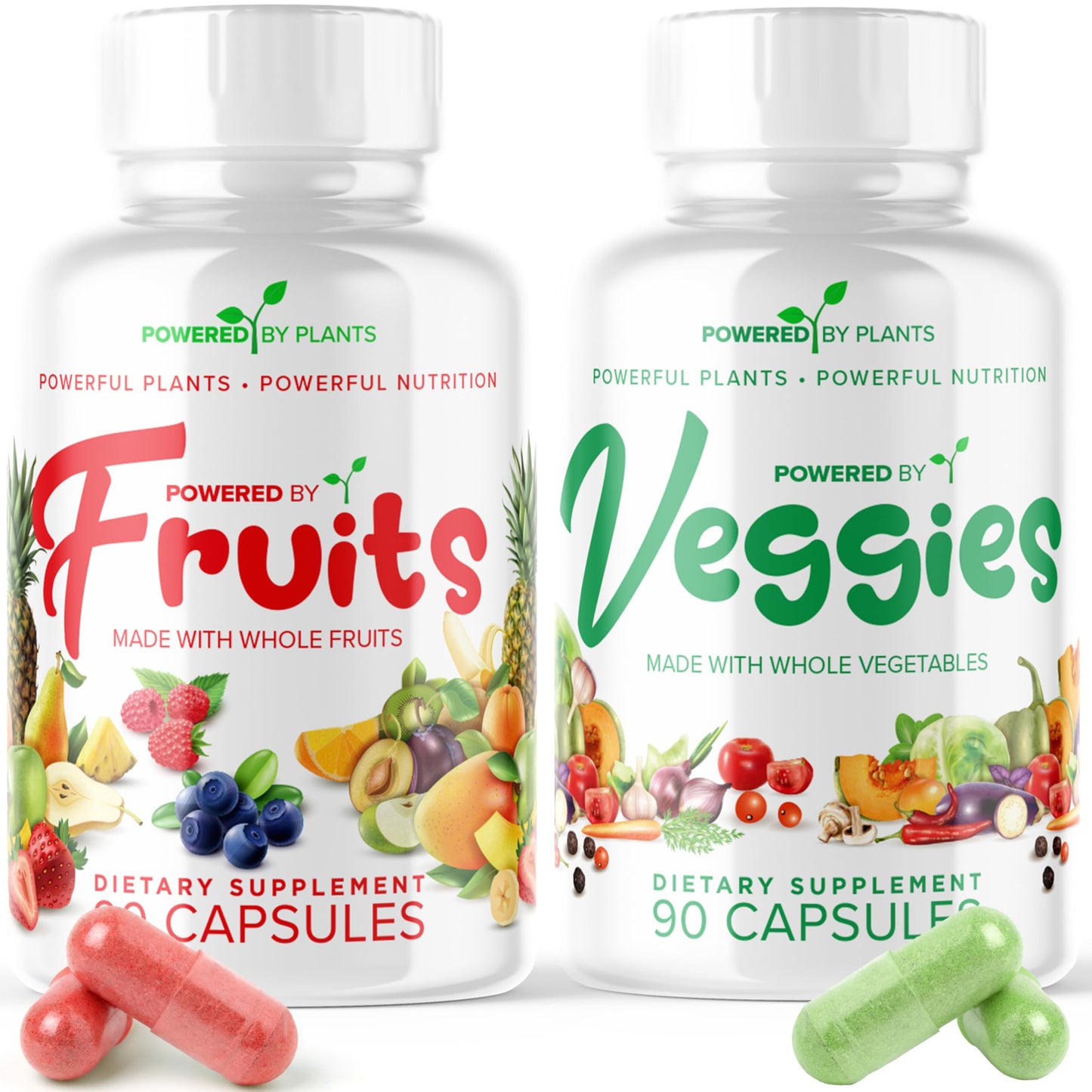 POWERED X PLANTS Daily Fruits and Veggies Supplement 180 Capsules