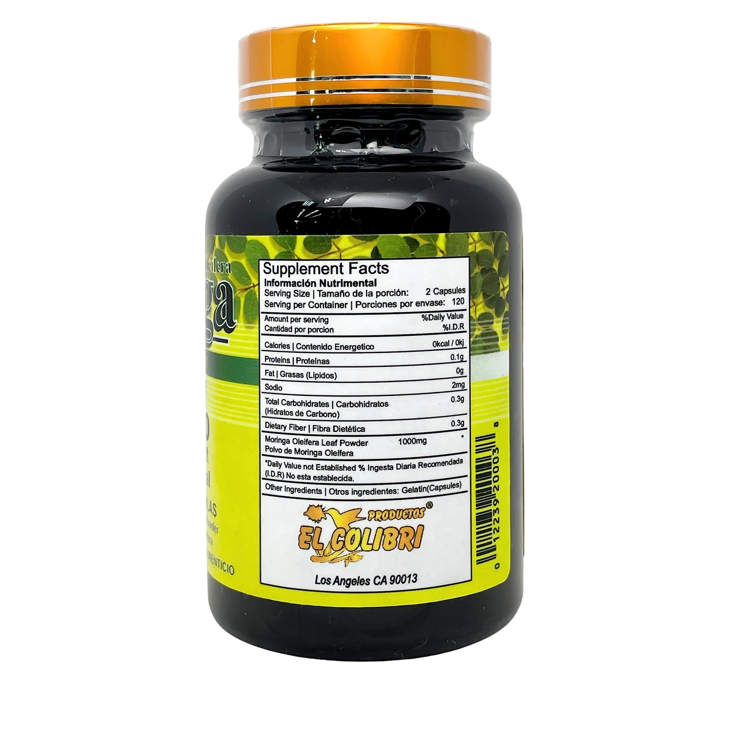 Productos El Colibri Moringa 100% Natural Extract 1000mg Capsules 120 Count