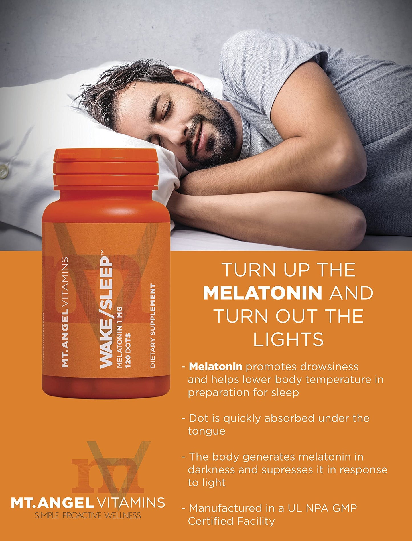Mt. Angel Vitamins Wake/Sleep Dots Melatonin 1 mg Tablet, 120