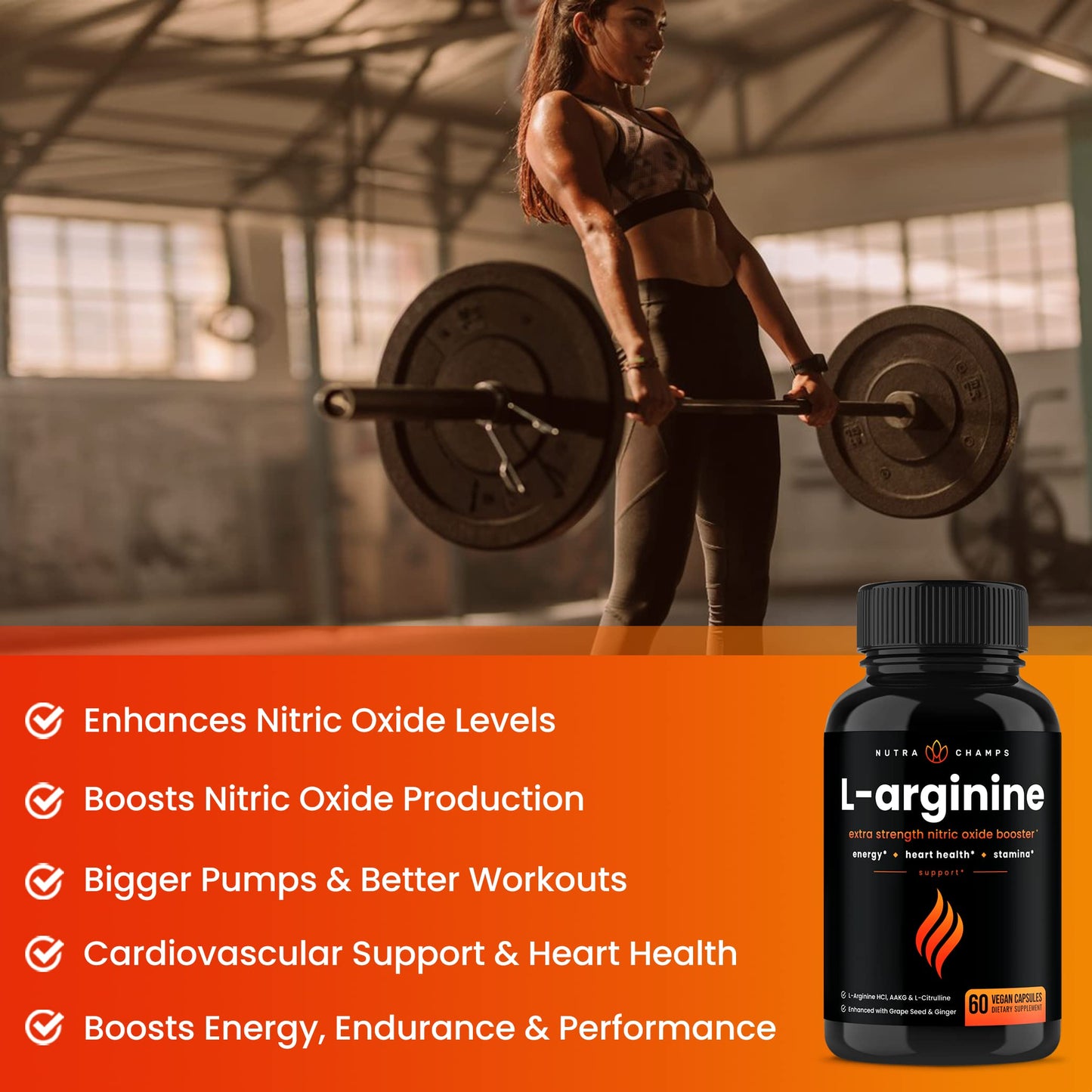 NutraChamps L-Arginine Capsules and Maca Capsules, 2 Pack