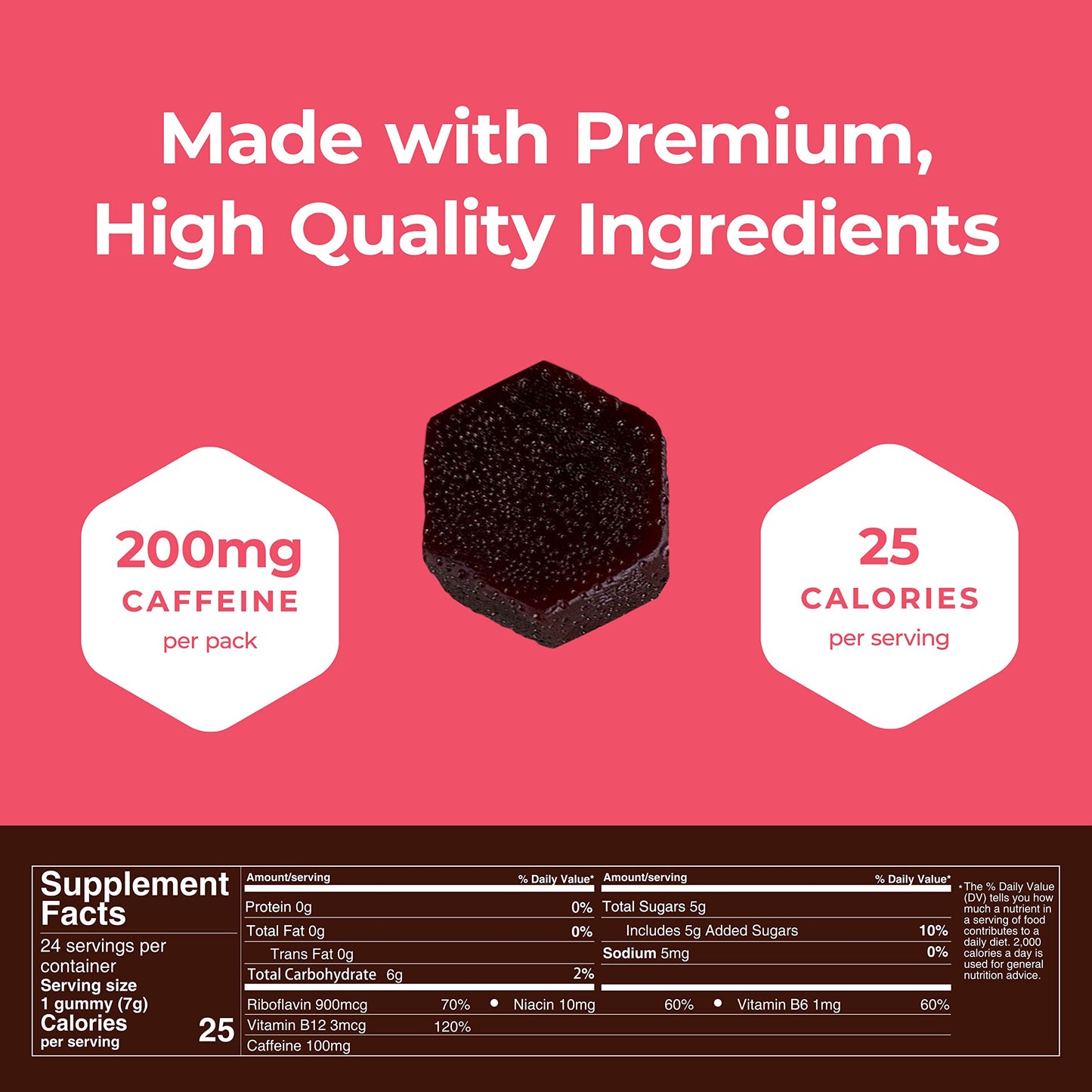 SGC Highest Concentration 100 mg Caffeine per Gummy, 24 Gummies