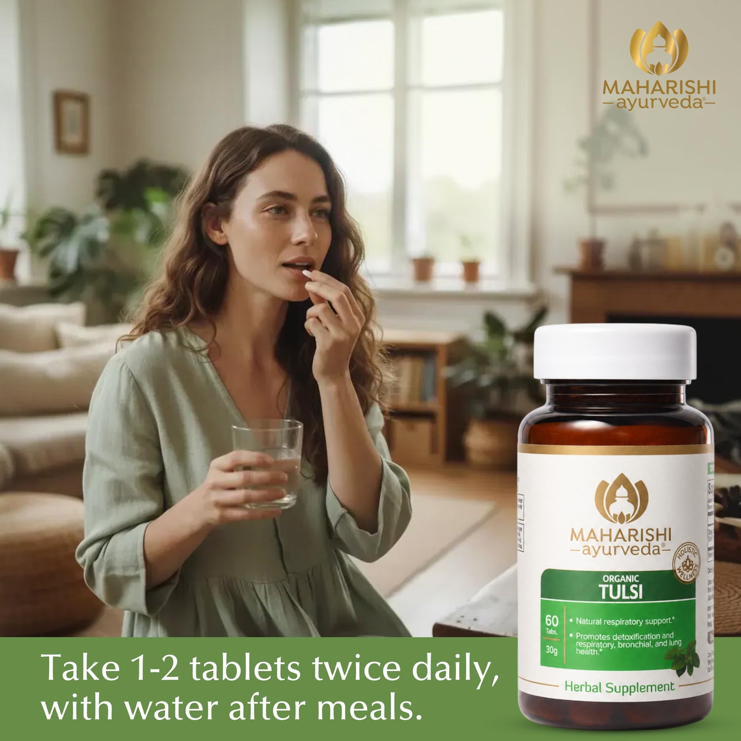 Maharishi Ayurveda Tulsi 500 mg Tablets, 1 Count