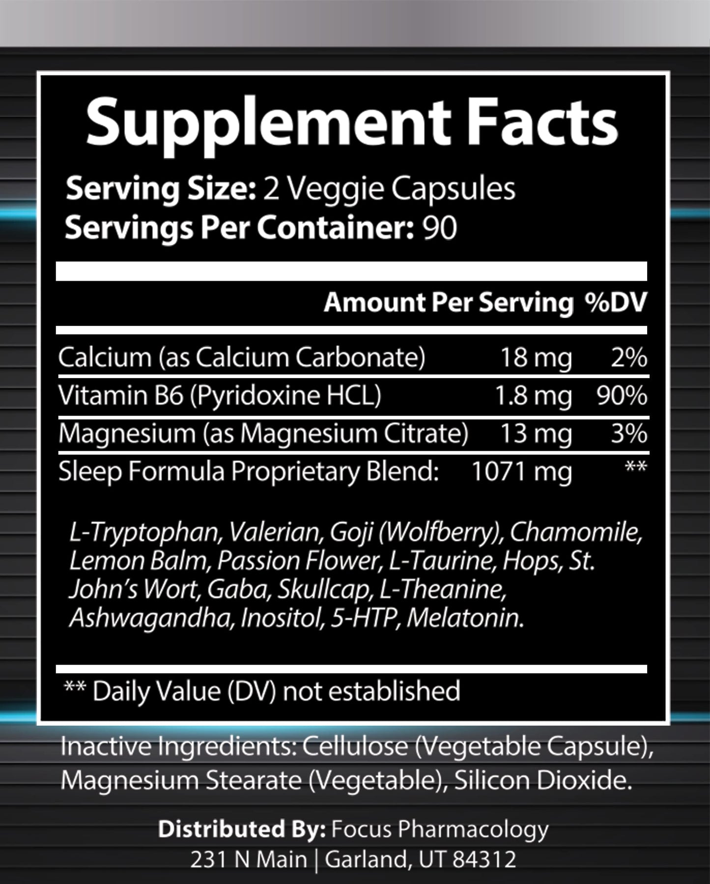 Focus Pharmacology Natural 3 Month Supply Nighttime Sleep and Calming Formula Capsule 180 Count