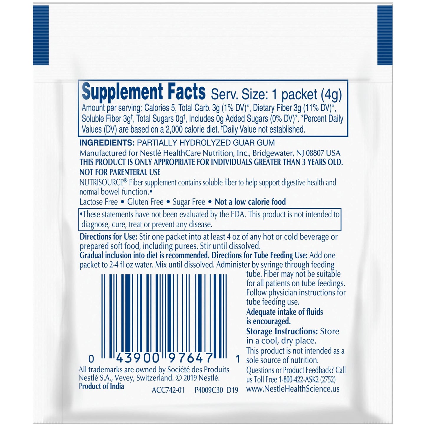 Nutrisource Fiber Supplement Powder 10.5 oz Pack of 75