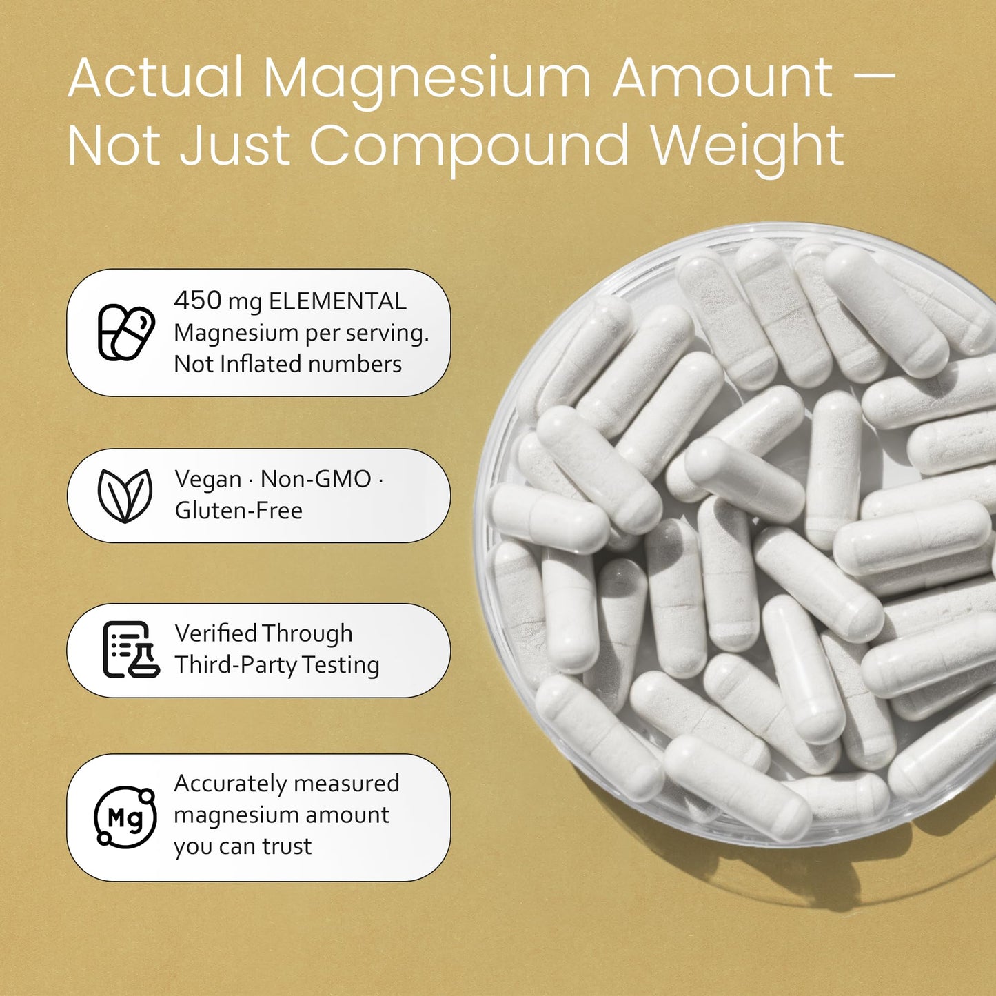 NaturaLife Labs Magnesium Glycinate 450 mg per Serving Capsules, 120 Count