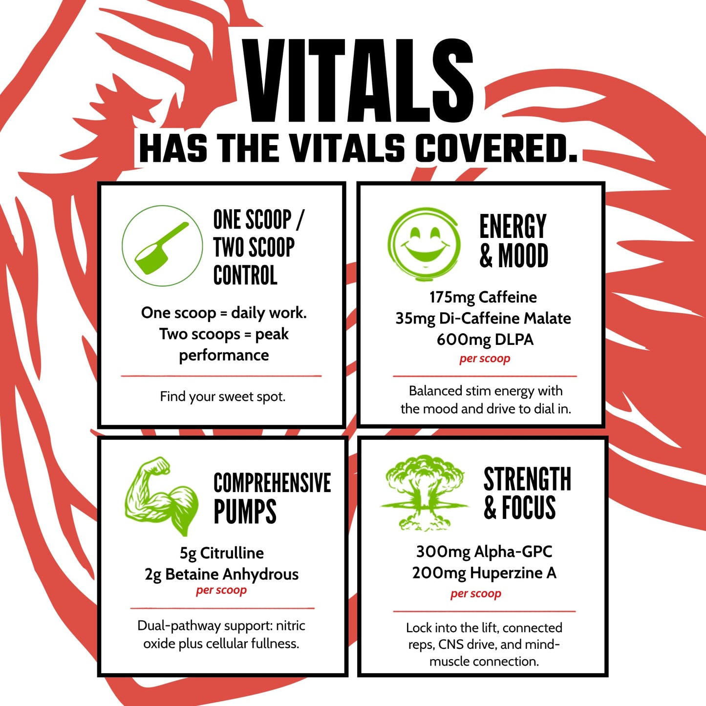 Psycho Pharma Vitals Pre-Workout Powder, 10.93 oz, 30 Servings