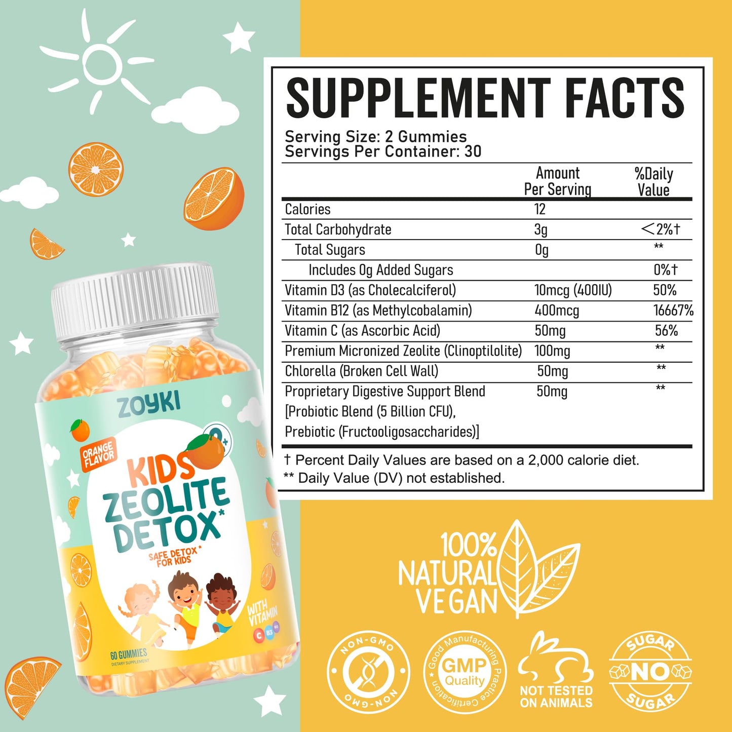Zoyki Zeolite Detox Gummies for Kids 60 Count