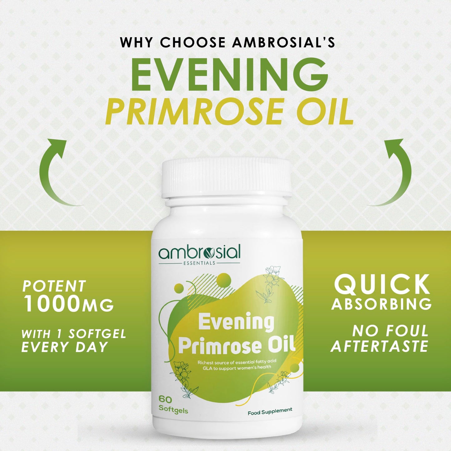 AMBROSIAL Evening Primrose Oil 1000mg Capsule, 120 Capsules