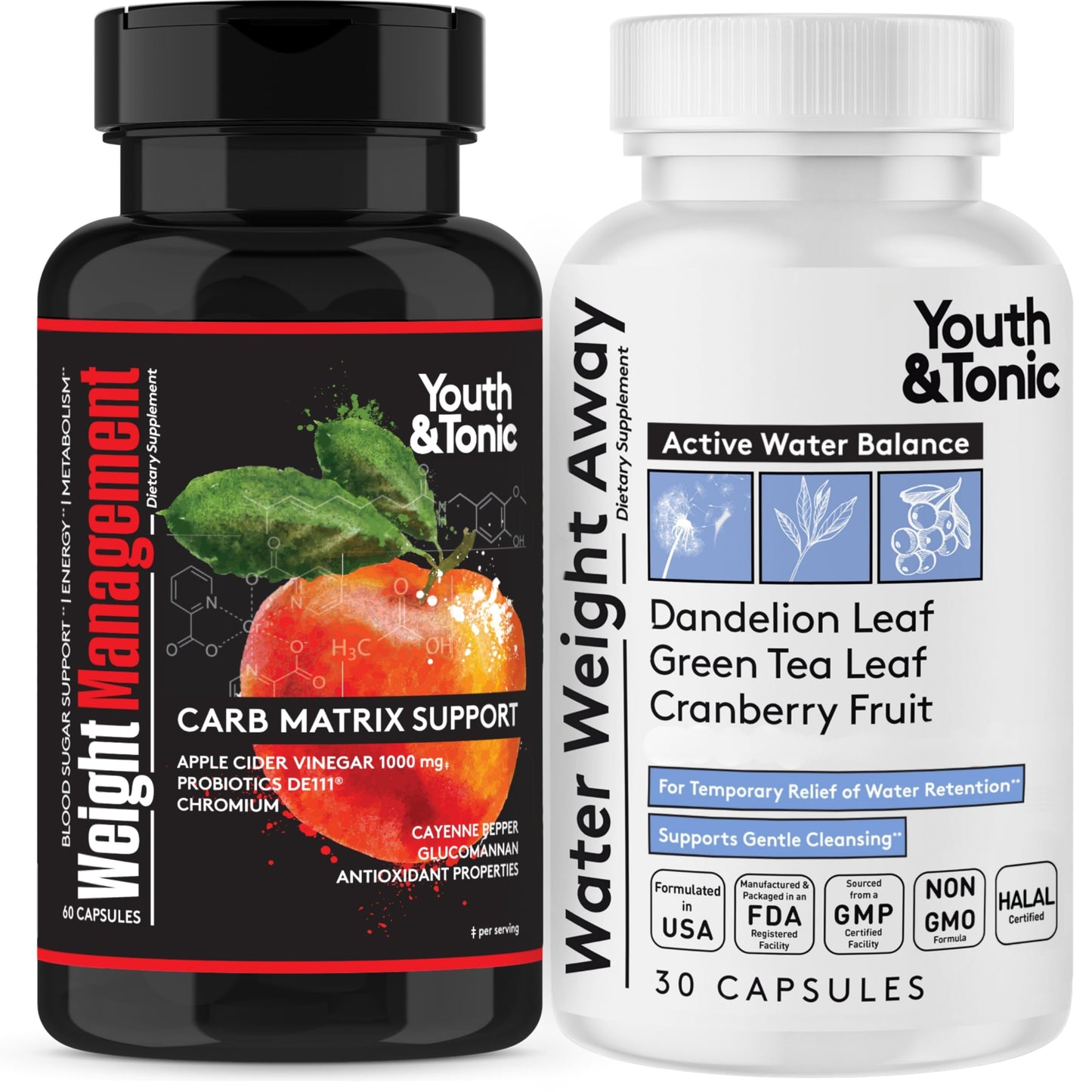Youth & Tonic Water Loss & Weight Management Support for Women on Period 60 Capsules