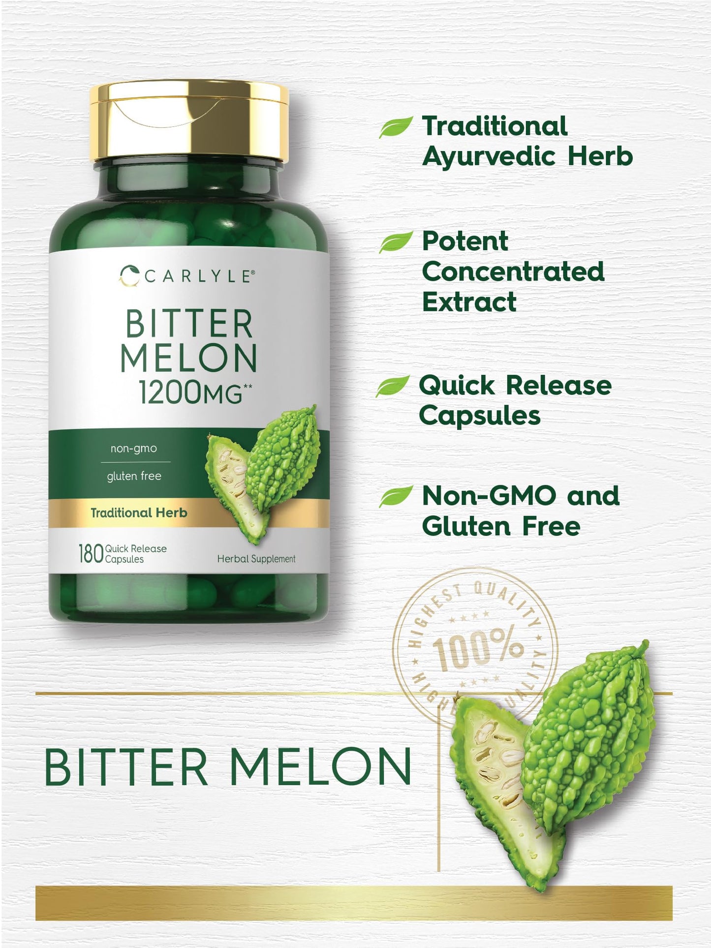 Carlyle Bitter Melon Extract Supplement Capsule, 180 Capsules