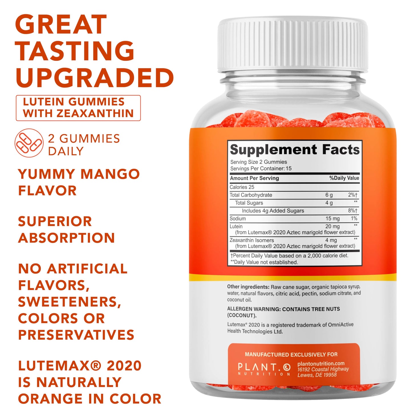 PLANT.O NUTRITION Lutein & Zeaxanthin Gummies 30 Count