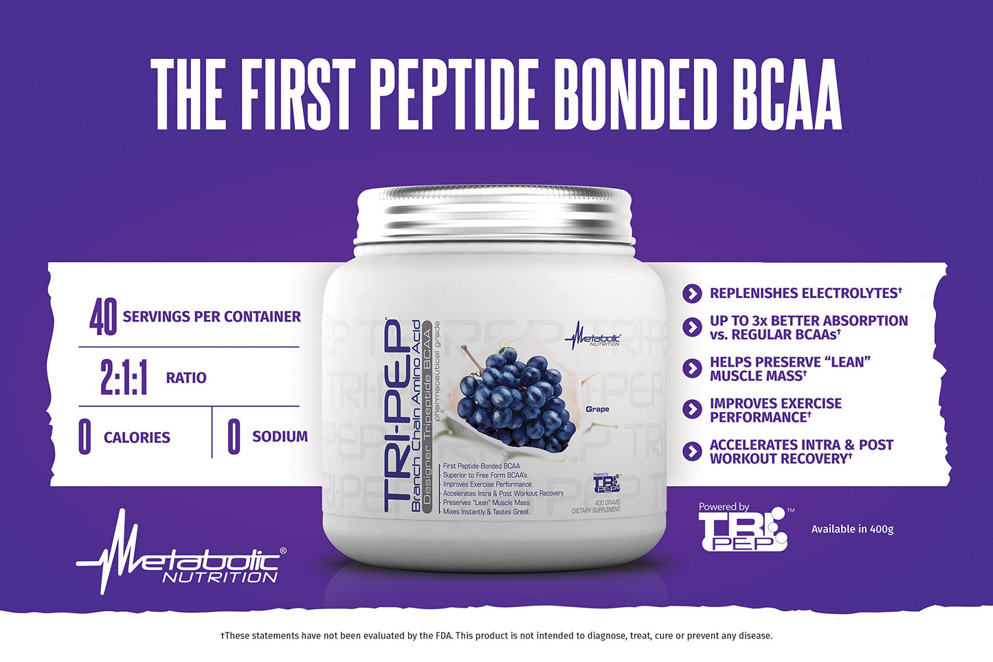 Metabolic Nutrition TRIPEP Tri-Peptide BCAA Powder 14.1 oz
