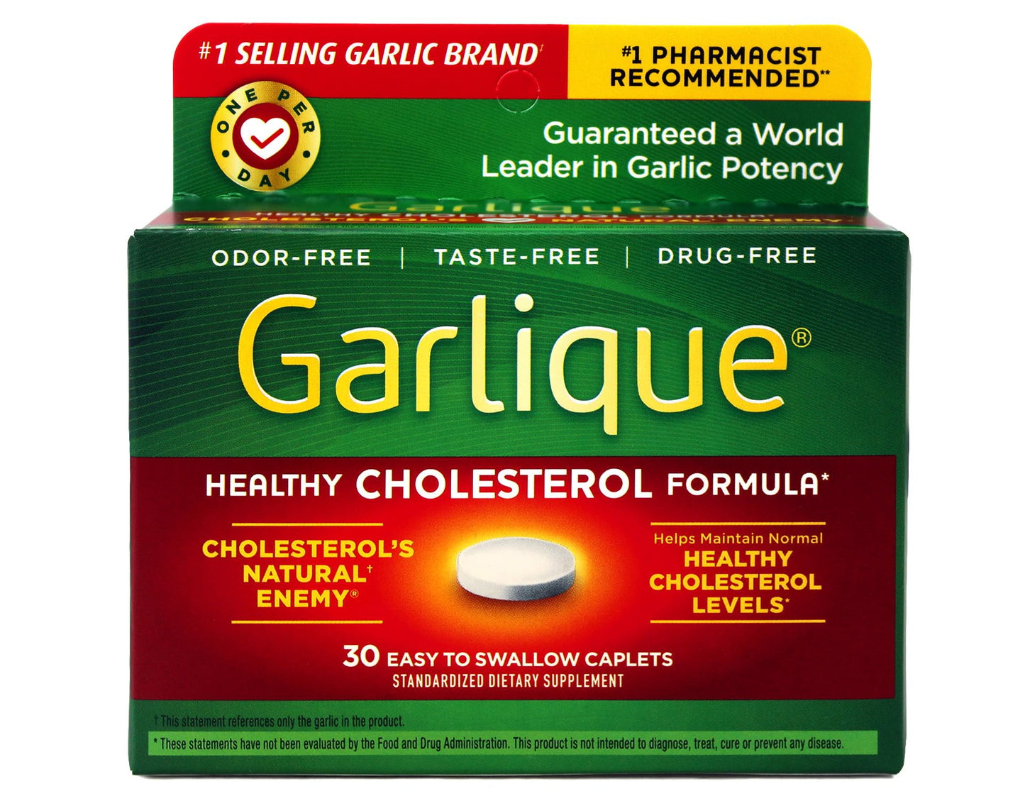 Garlique Healthy Cholesterol Garlic Supplement Caplets 30 Count