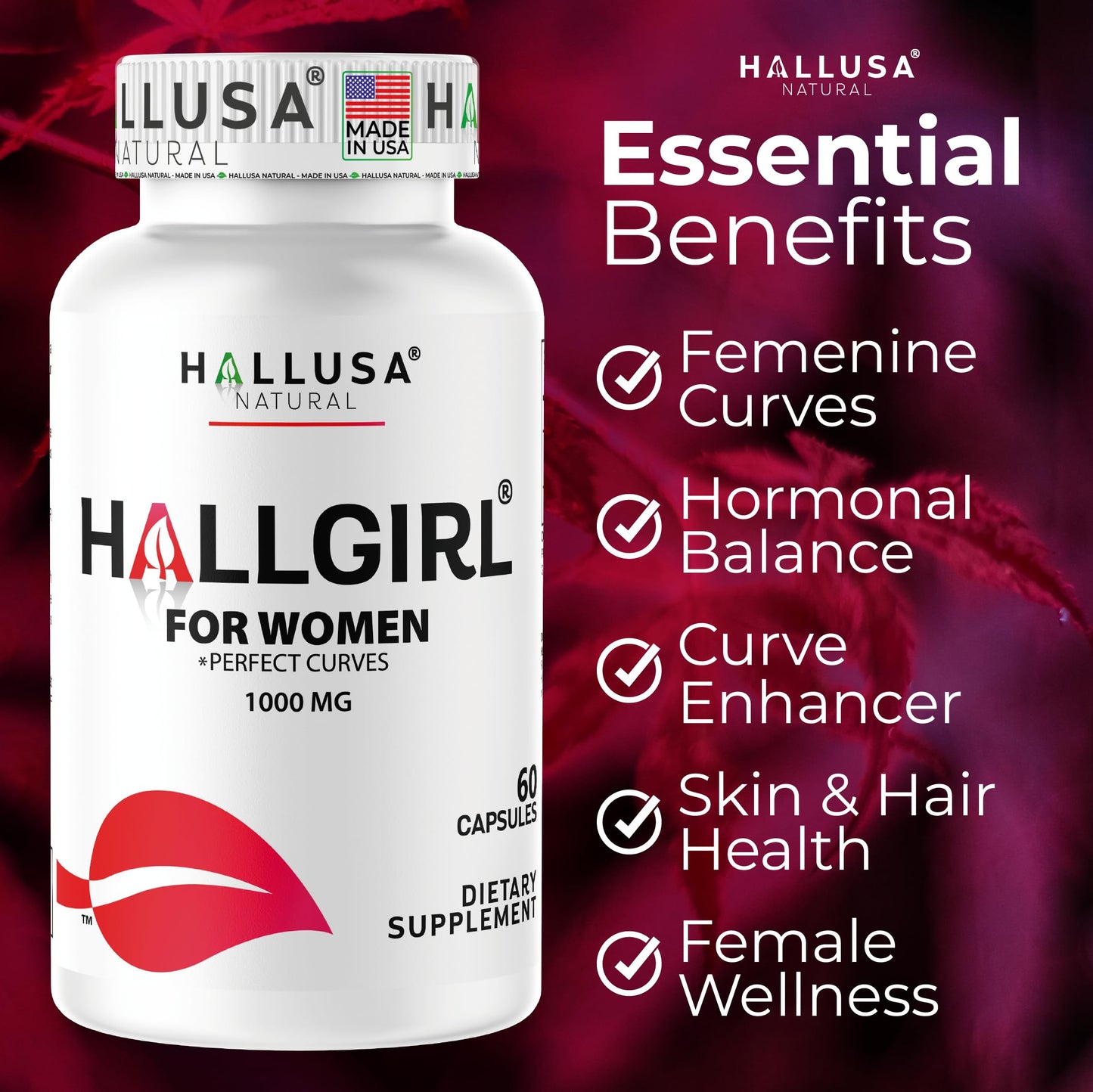 Hallusa Natural HALLGIRL Aguaje Curves Capsules 60 Count