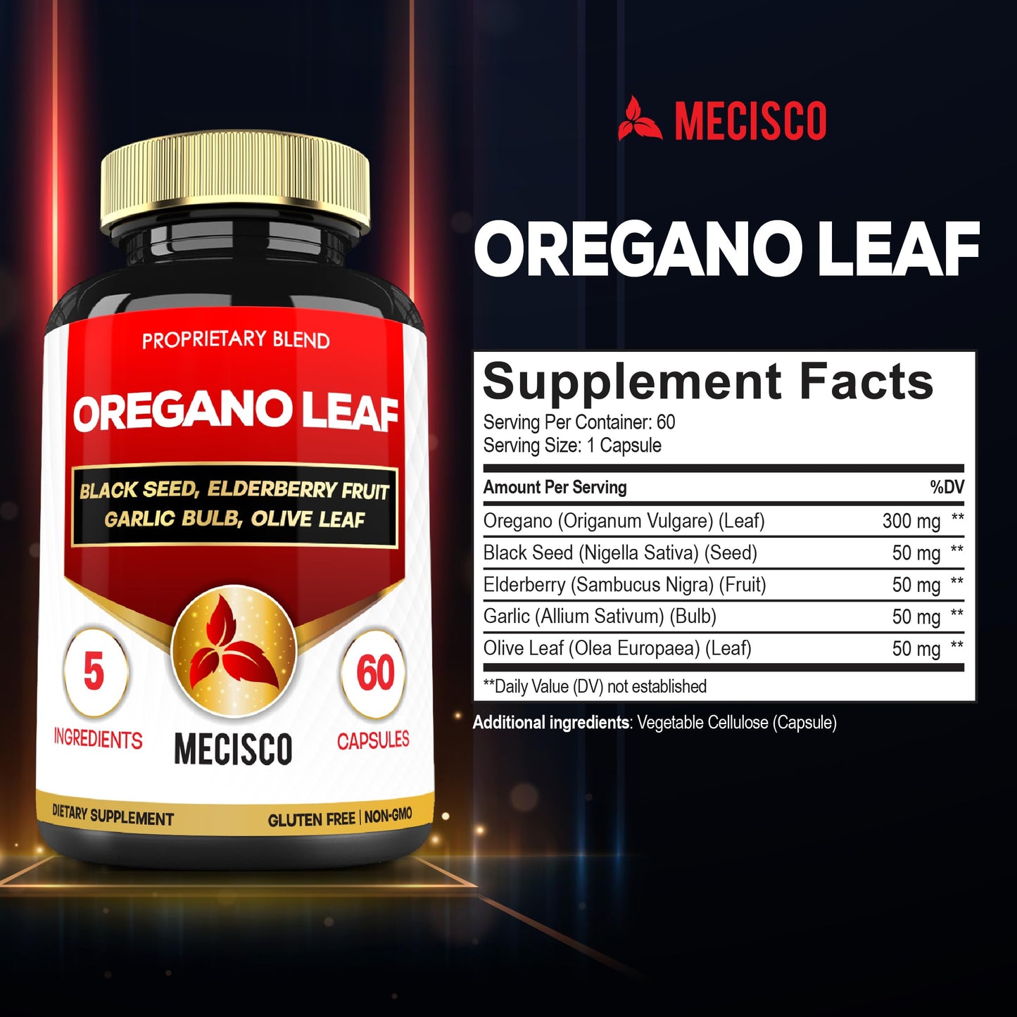 Mecisco 5in1 Oregano Capsules, Capsule, 60 Count