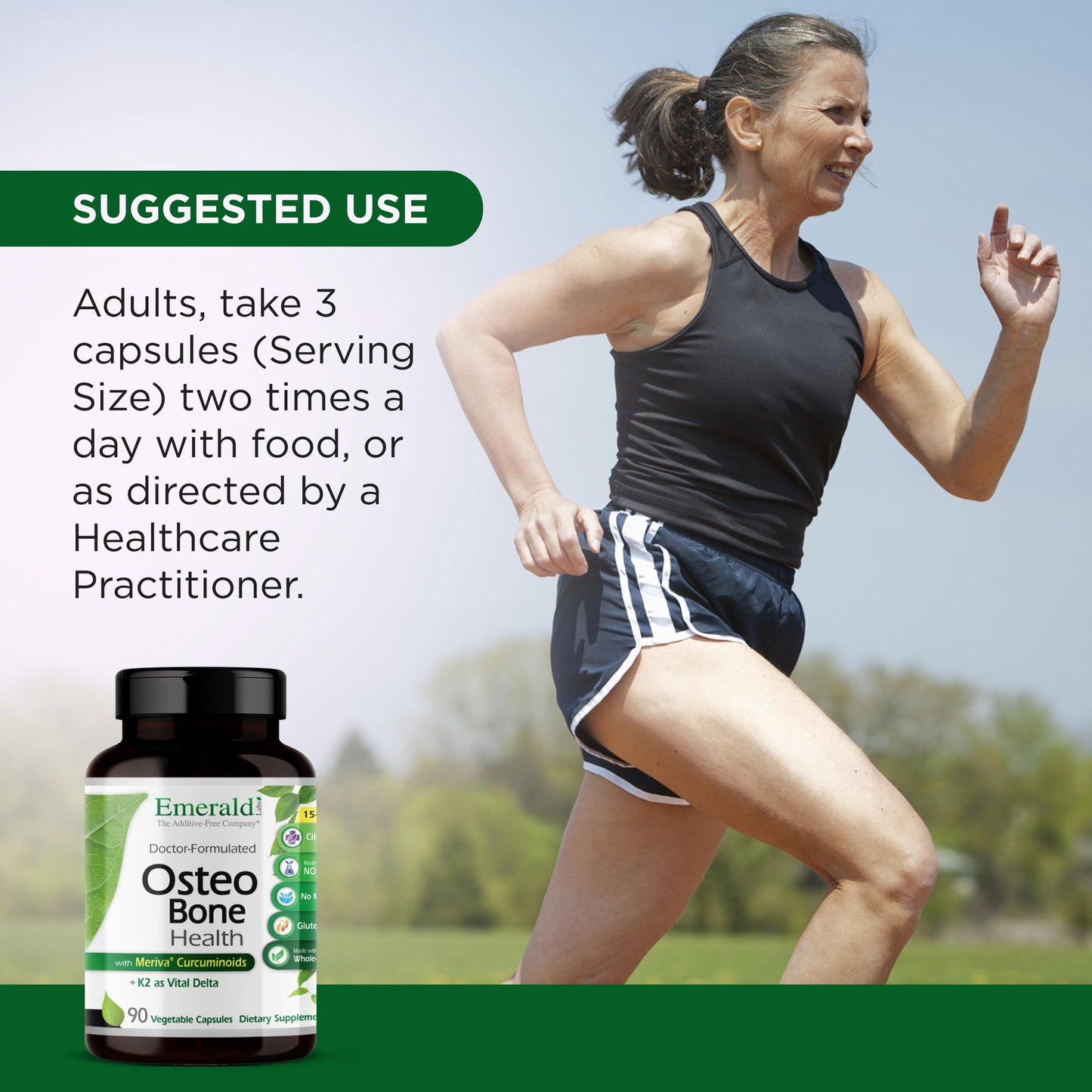 EMERALD LABS Osteo Bone Health - Immune Support & Bone & Joint Supplement with Vitamin D3, K2, Calcium, Magnesium, OptiMSM, Meriva Phytosome & More, 90 Capsules