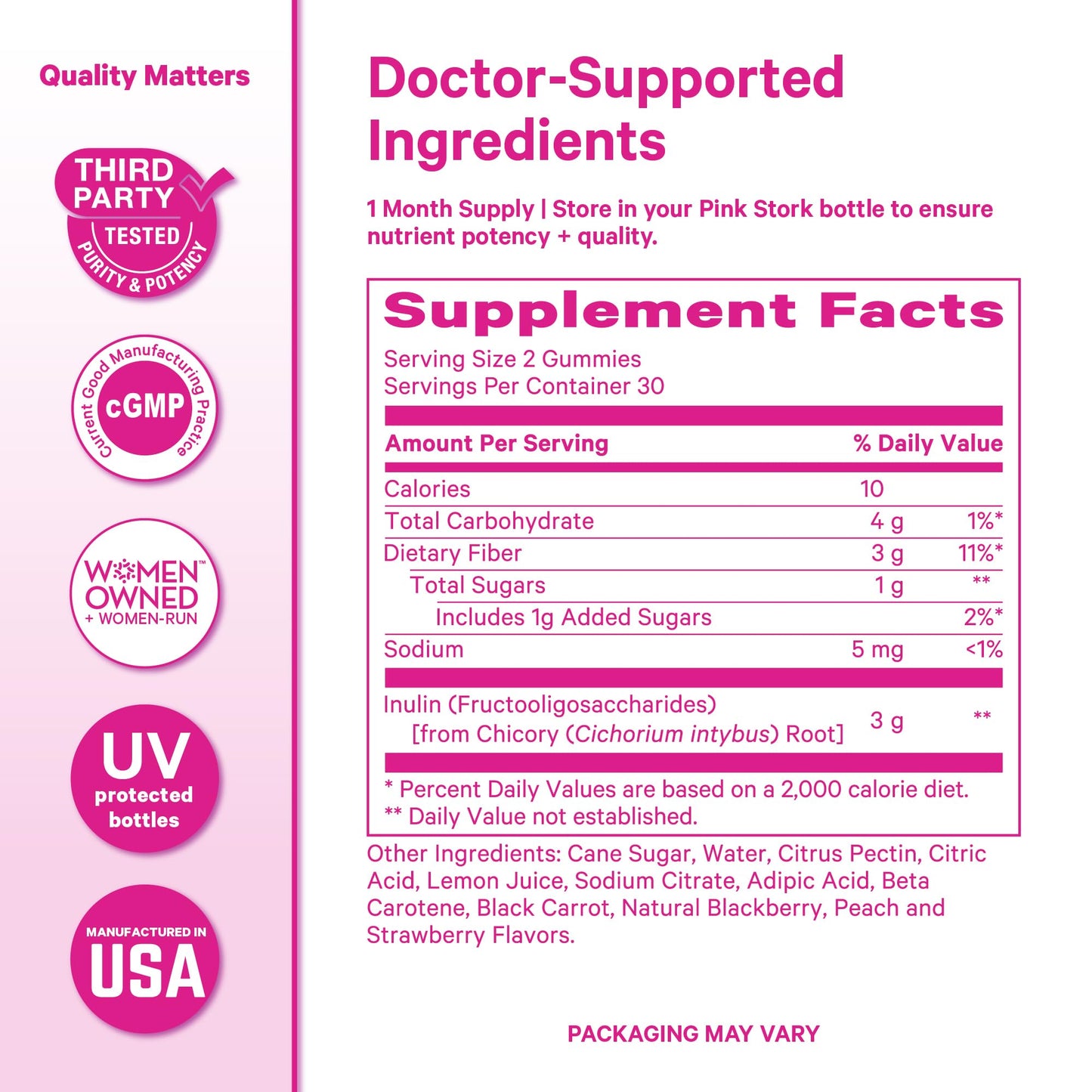 Pink Stork Prenatal Fiber Gummies Gummy 60 Count