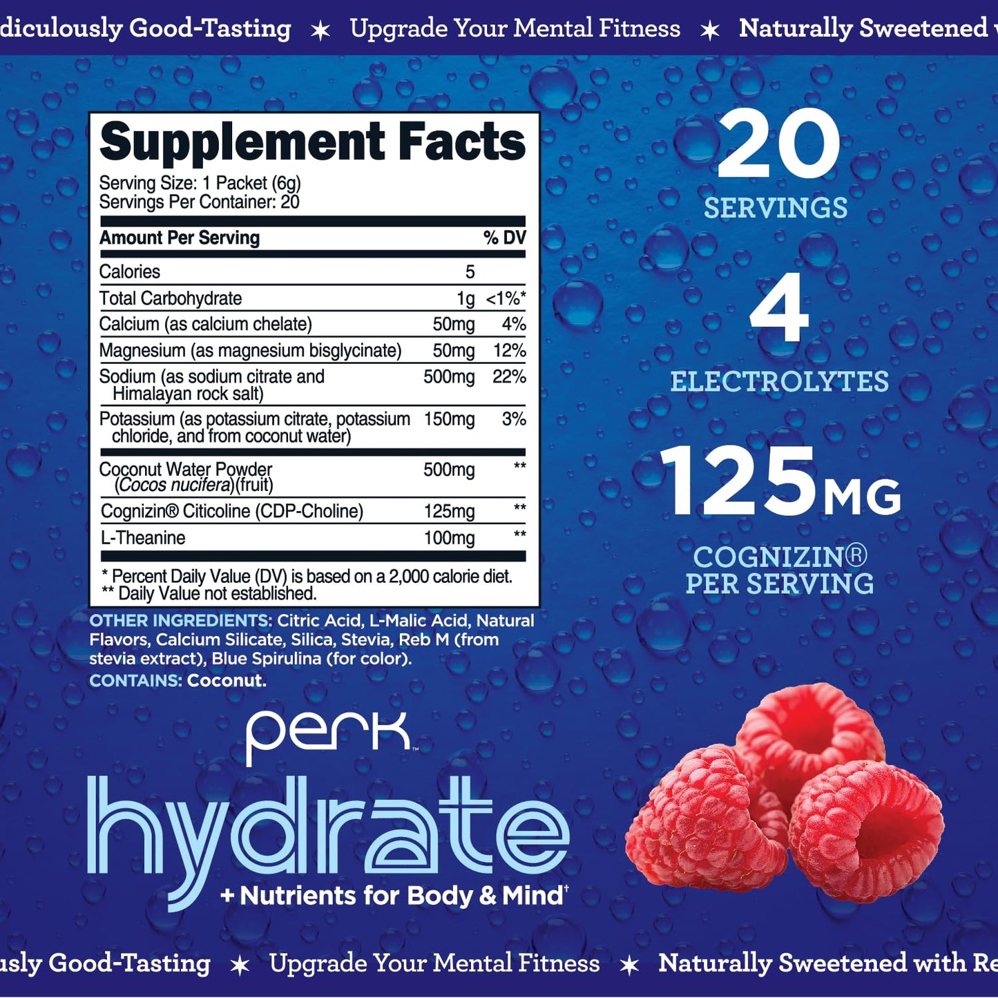 Perk Hydrate Electrolyte Stickpacks Powder, 20 Packets