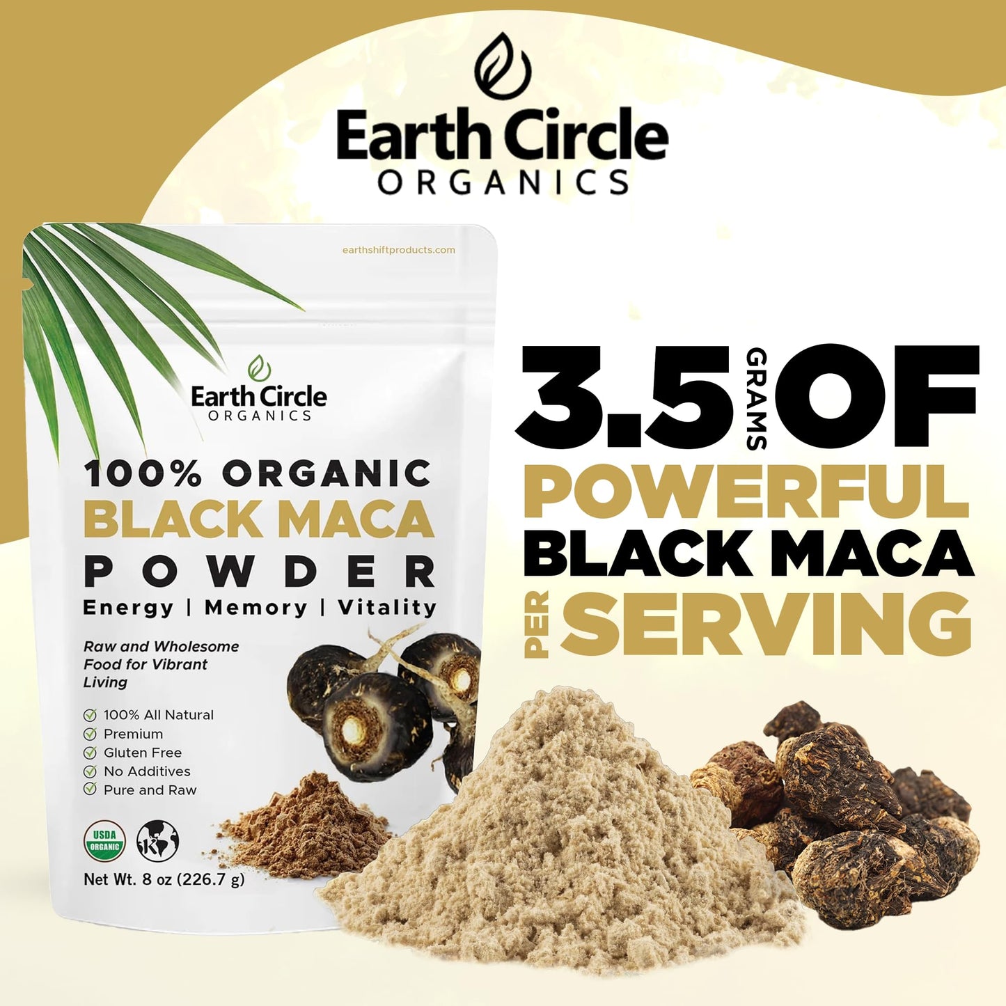 Earth Circle Organics Organic Black Maca Peruvian Root Powder, Black Maca Root for Men, 24 oz