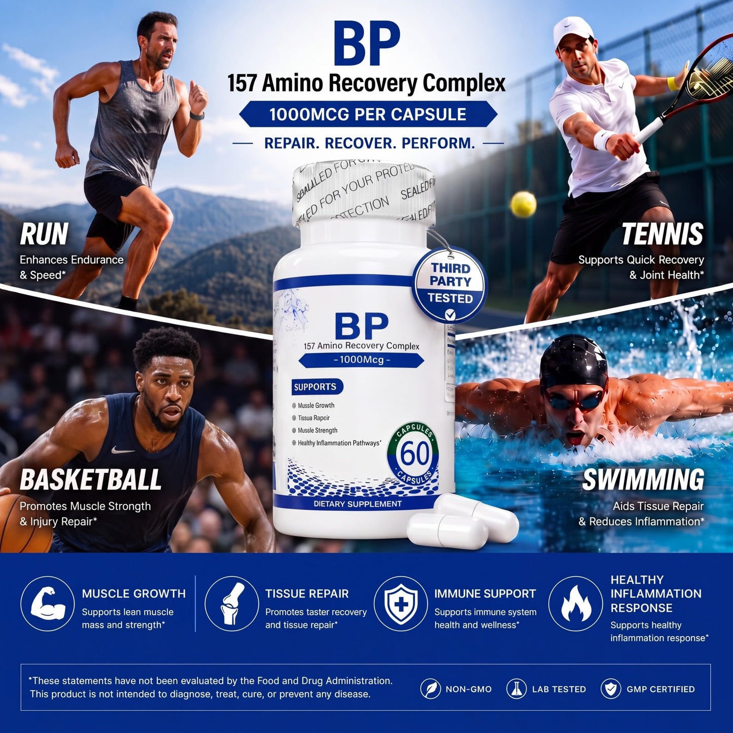 KINDAUS BP Advanced 157 Recovery Complex, Amino Recovery Blend, 240 Capsules