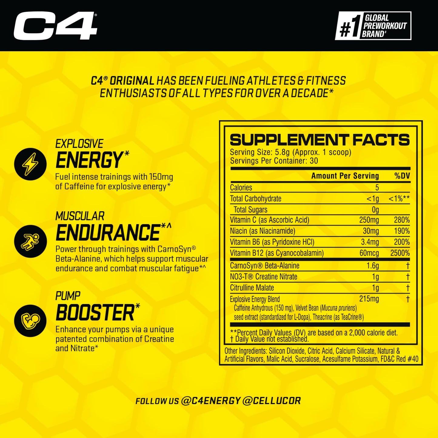 C4 Original Pre Workout Powder Cherry Limeade 6.1 Ounce