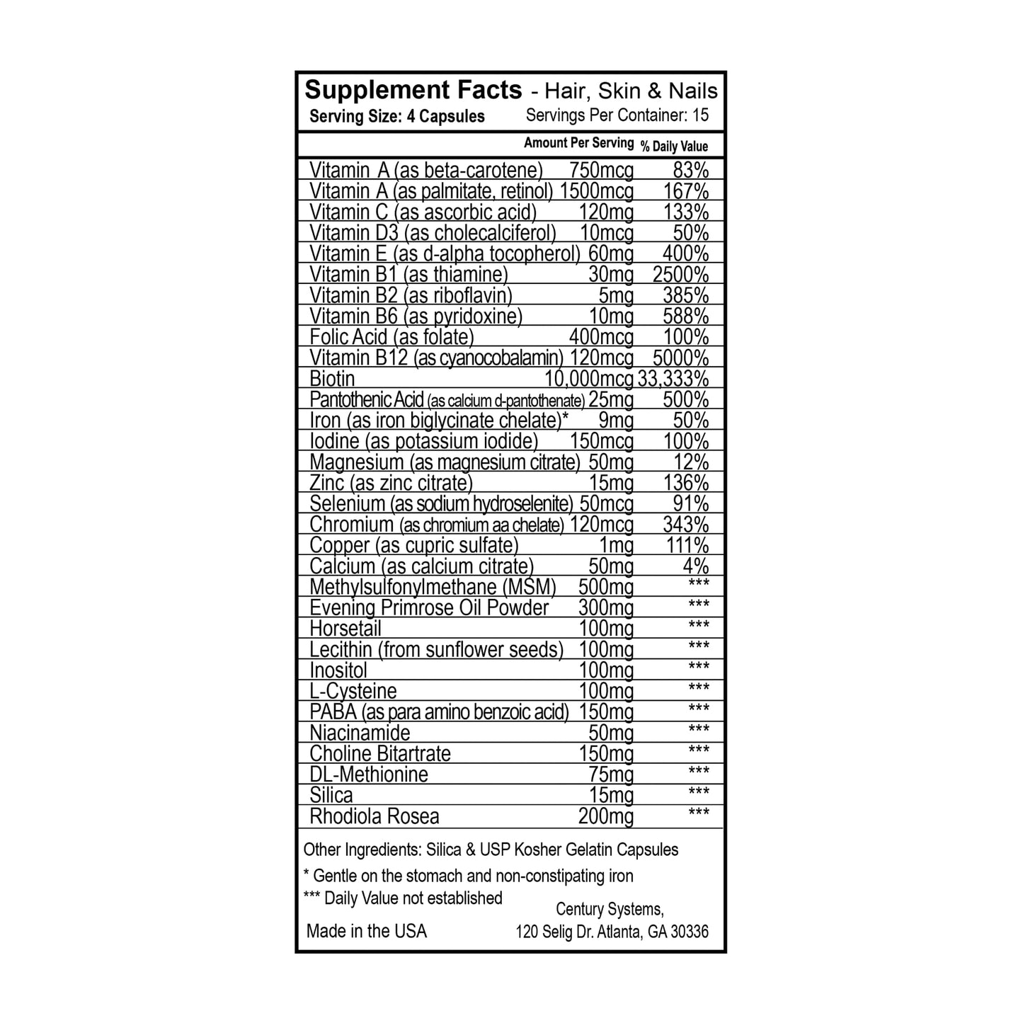 Century Systems H.E.A.L. Quick Hair, Skin & Nails 60 Tablets