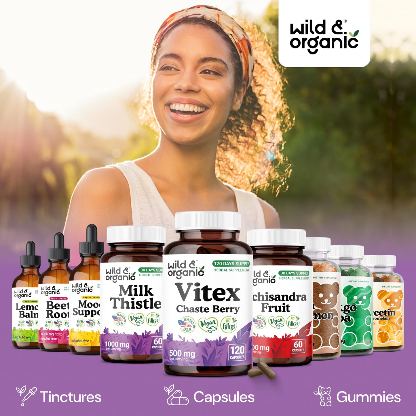 Wild & Organic Vitex Chasteberry Capsules 120 Count