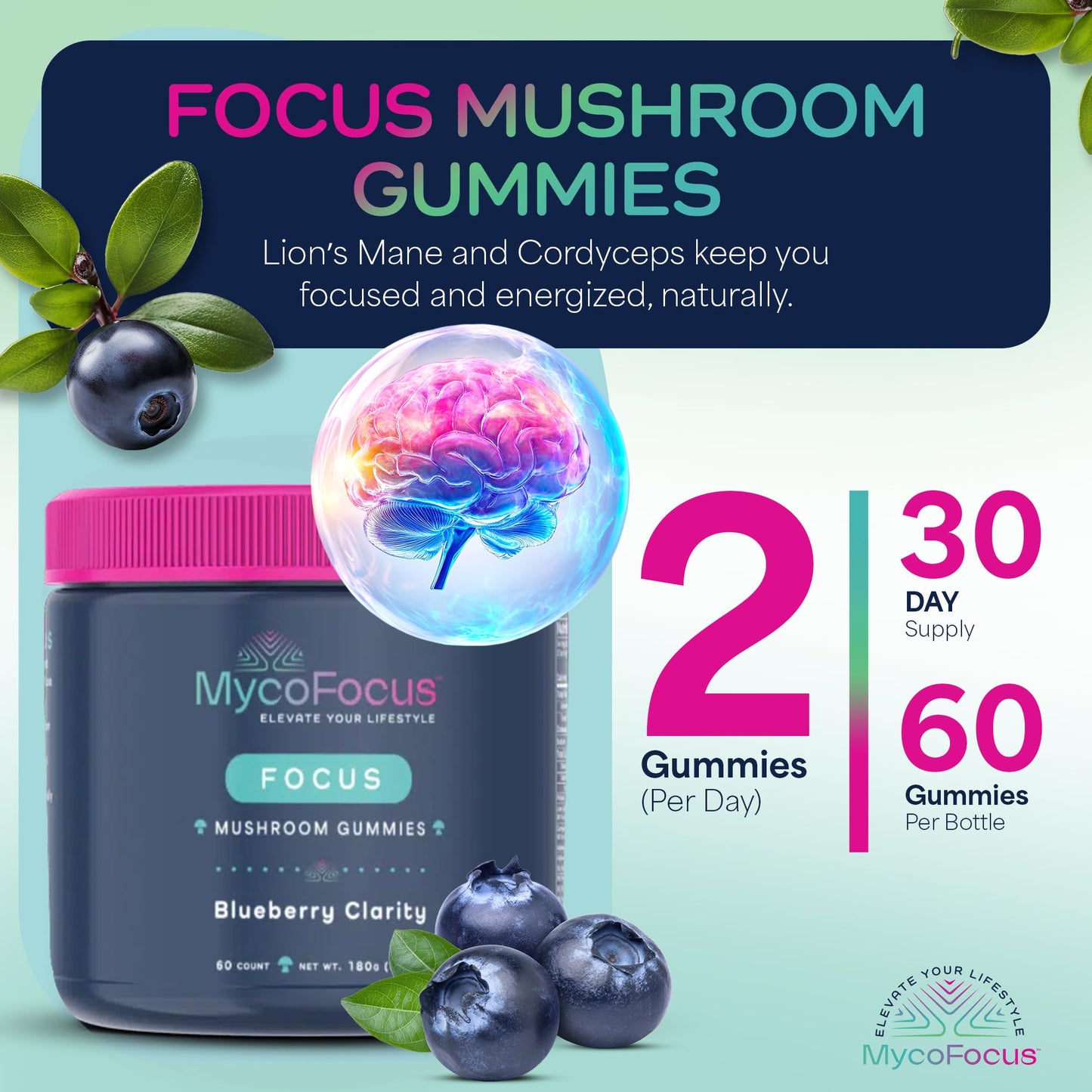 MycoFocus Clarity and Focus Mushroom Gummies 60 Count