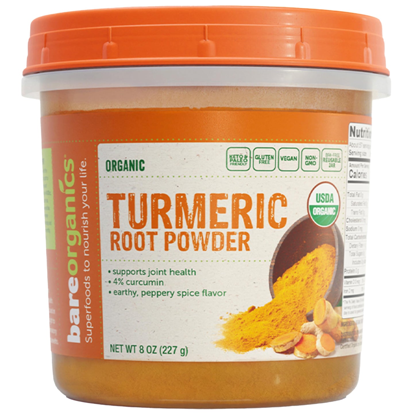BareOrganics Turmeric Root Powder 8 Oz