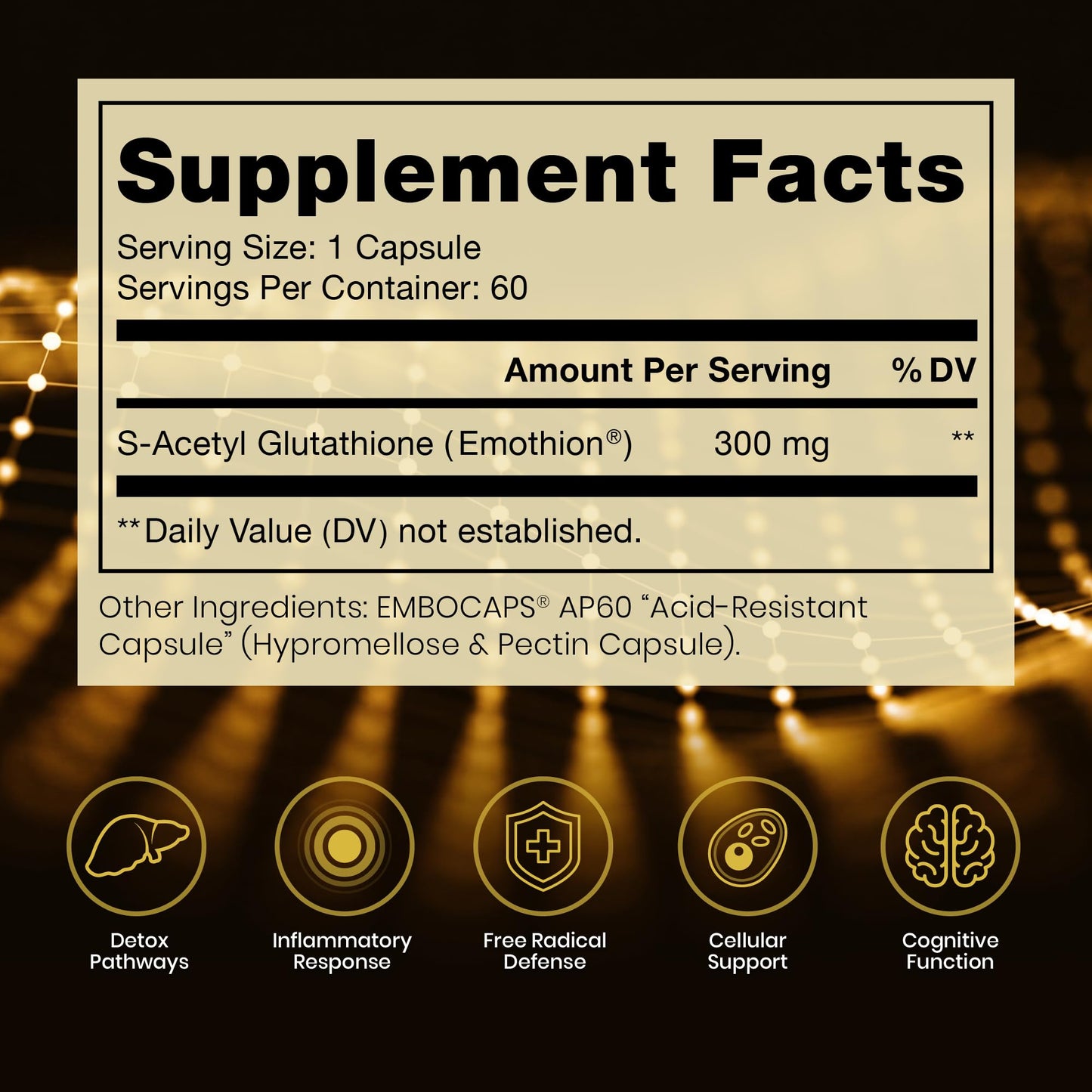 Pure Therapro Rx S-Acetyl Glutathione Gold 300mg Capsule, 60 Count
