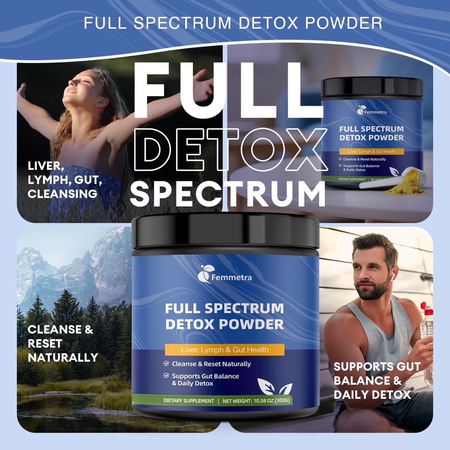 Femmetra 29-in-1 Full Spectrum Detox Powder, 10.58 Ounce