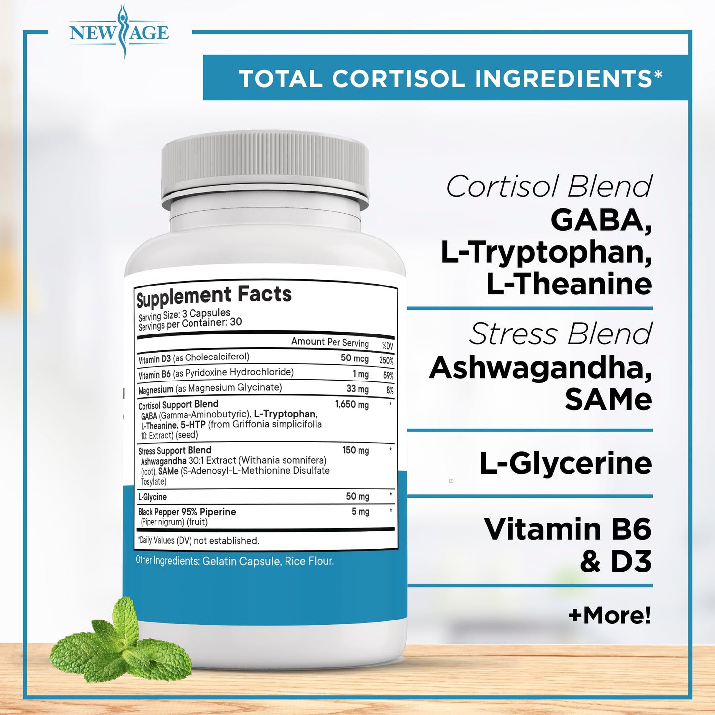 NEW AGE Cortisol Supplement for Women - Natural Cortisol Detox Manager Reducer Capsule 180