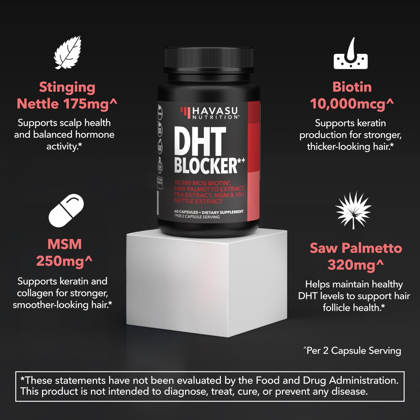 HAVASU NUTRITION DHT Blocker for Men with Biotin 10000mcg, 60 Capsules