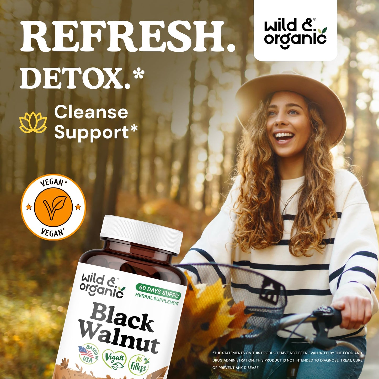 Wild & Organic Black Walnut Hull 900 mg Capsules 120 Count