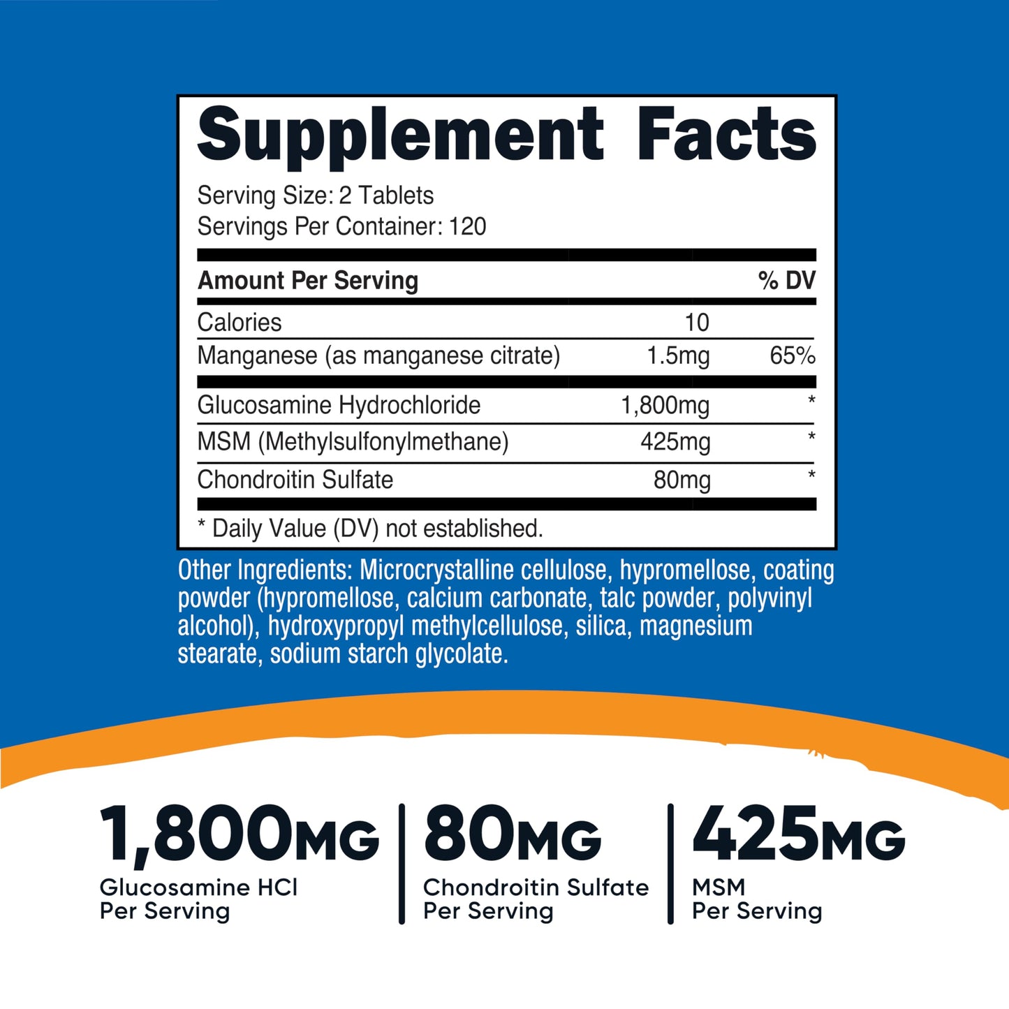 Nutricost Glucosamine 1800mg with Chondroitin & MSM Tablets, 480 Tablets