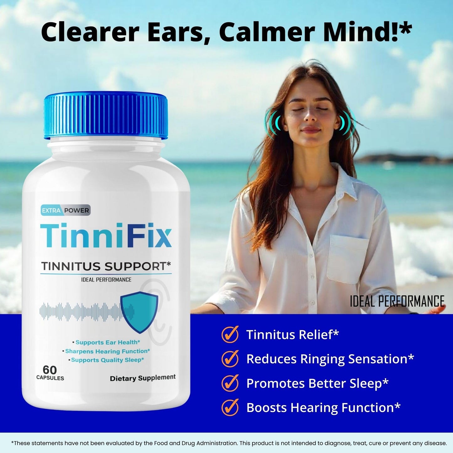 Ideal Performance Tinnifix Tinnitus Relief for Ringing Ears Capsules, 60 Count