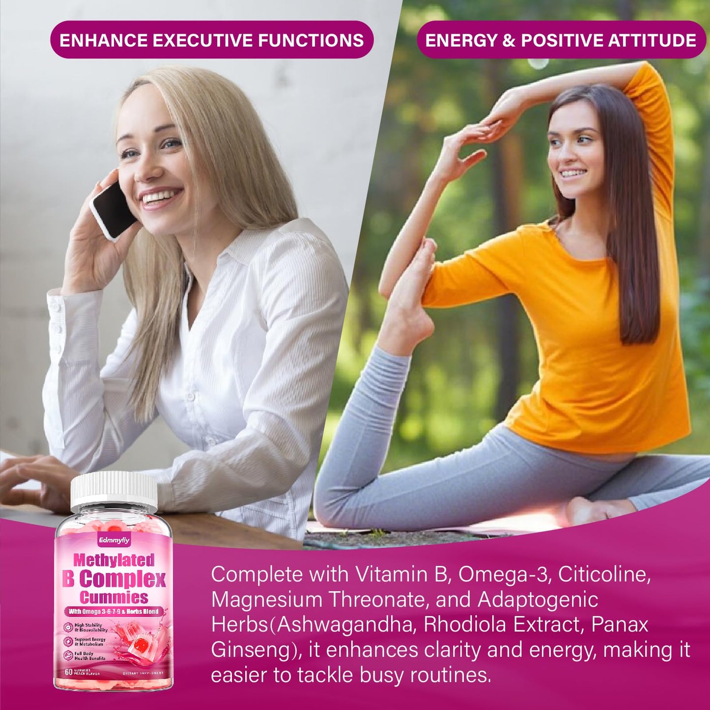 Edmmyliy Methylated B Complex Multivitamin for Women Gummies 120