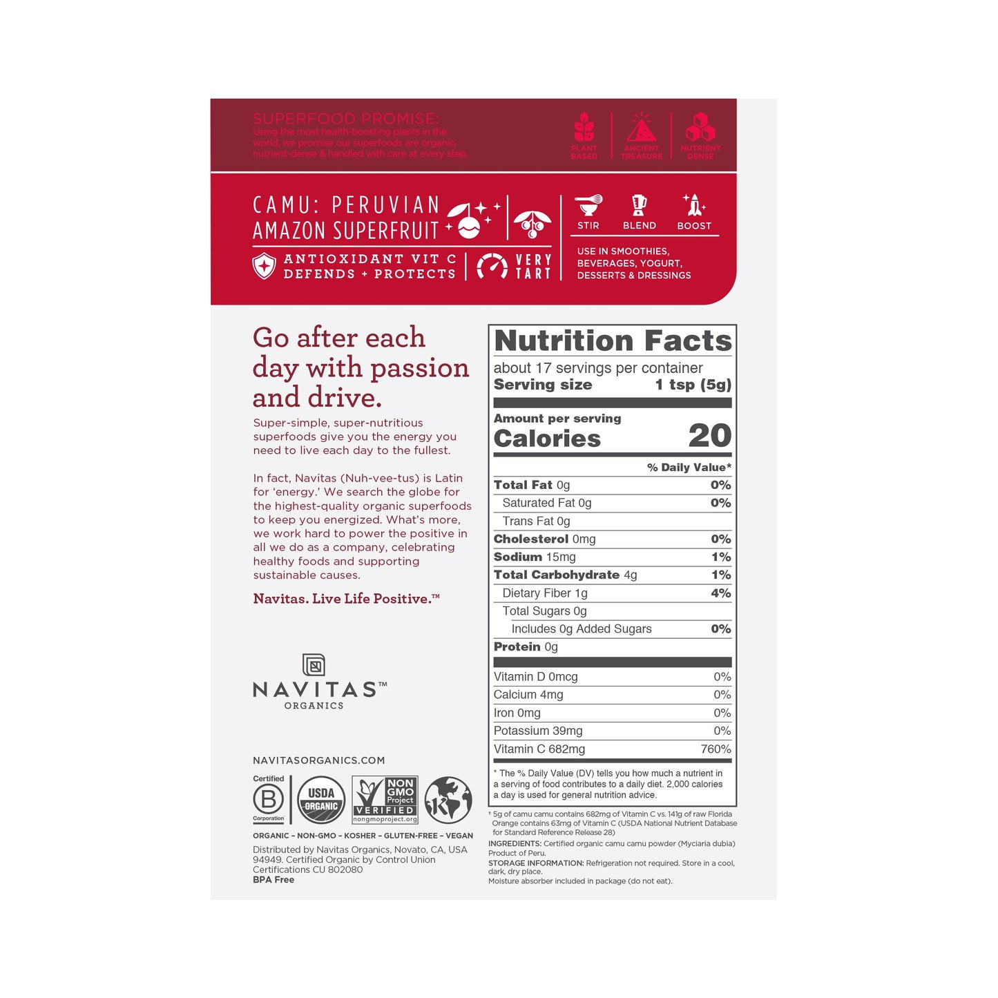 Navitas Organics Camu Camu Powder, 3 oz